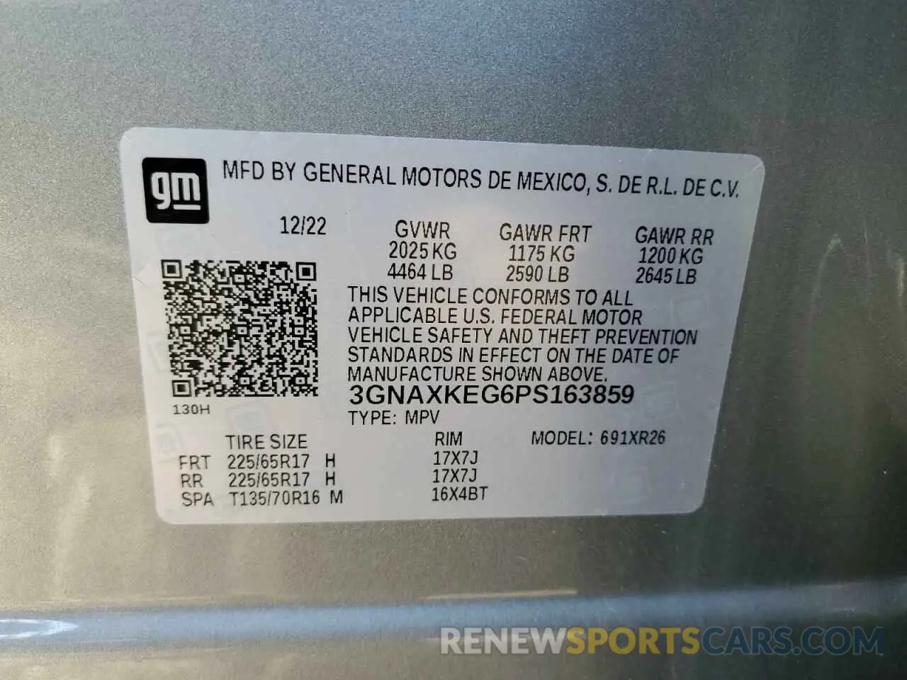 13 fotografías del automóvil dañado 3GNAXKEG6PS163859 CHEVROLET EQUINOX 2023