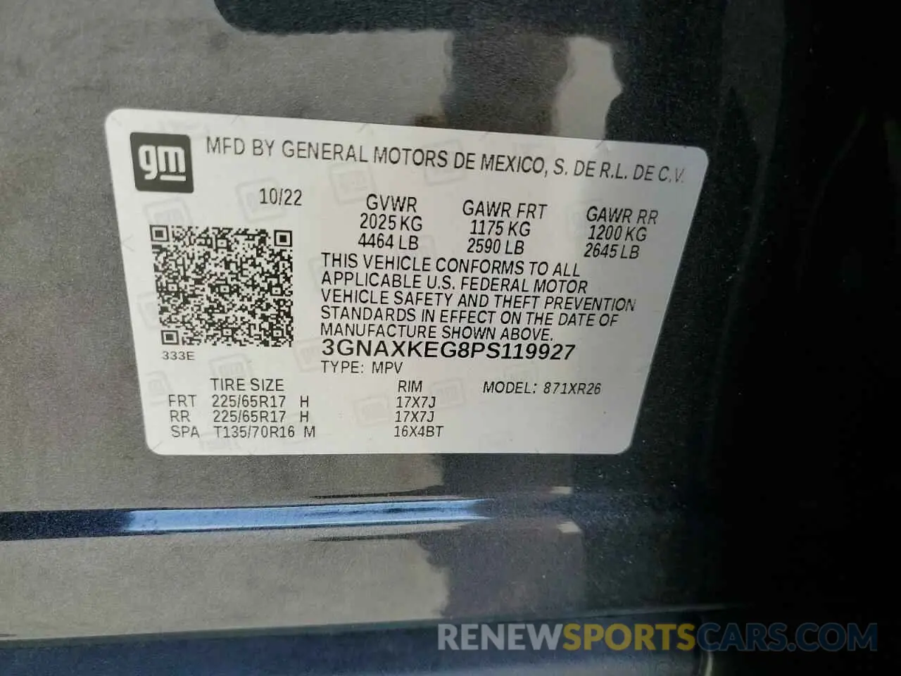 13 fotografías del automóvil dañado 3GNAXKEG8PS119927 CHEVROLET EQUINOX 2023
