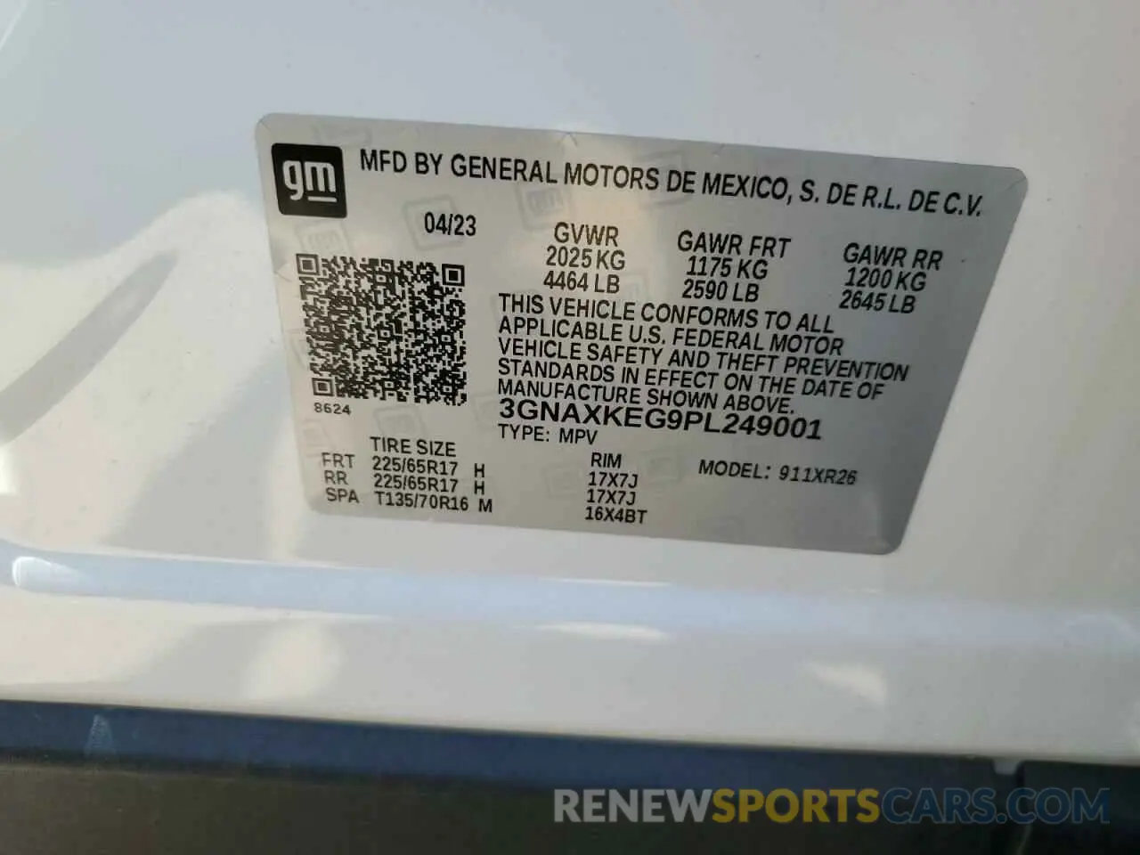 14 fotografías del automóvil dañado 3GNAXKEG9PL249001 CHEVROLET EQUINOX 2023