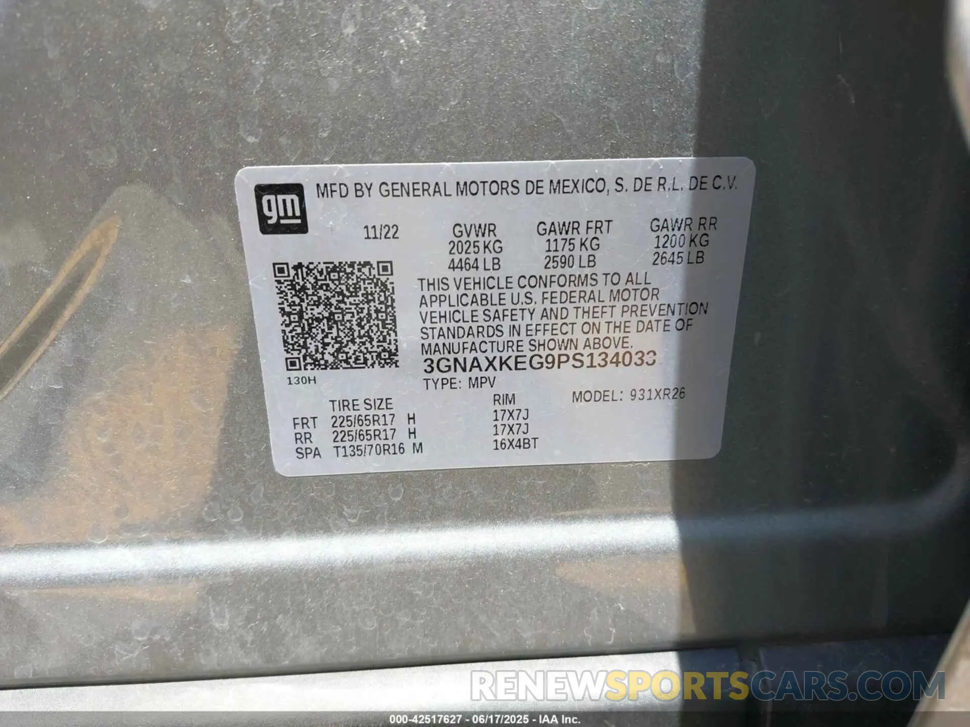 9 fotografías del automóvil dañado 3GNAXKEG9PS134033 CHEVROLET EQUINOX 2023