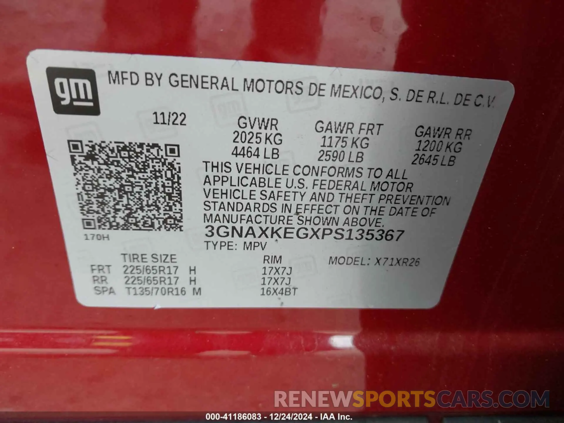 9 fotografías del automóvil dañado 3GNAXKEGXPS135367 CHEVROLET EQUINOX 2023