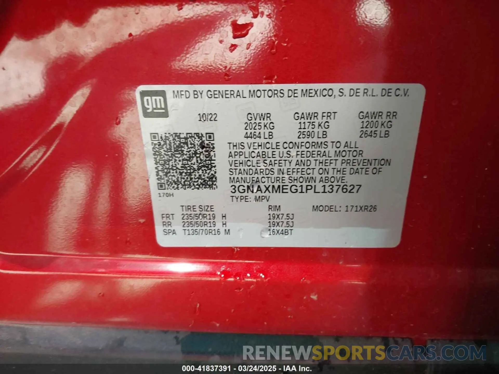 9 fotografías del automóvil dañado 3GNAXMEG1PL137627 CHEVROLET EQUINOX 2023