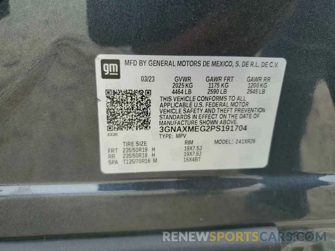 14 fotografías del automóvil dañado 3GNAXMEG2PS191704 CHEVROLET EQUINOX 2023