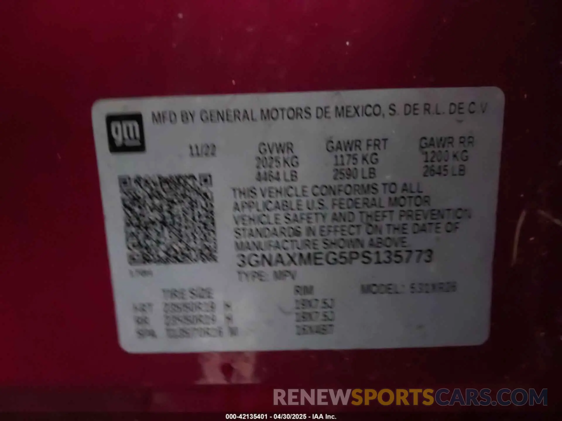 9 fotografías del automóvil dañado 3GNAXMEG5PS135773 CHEVROLET EQUINOX 2023