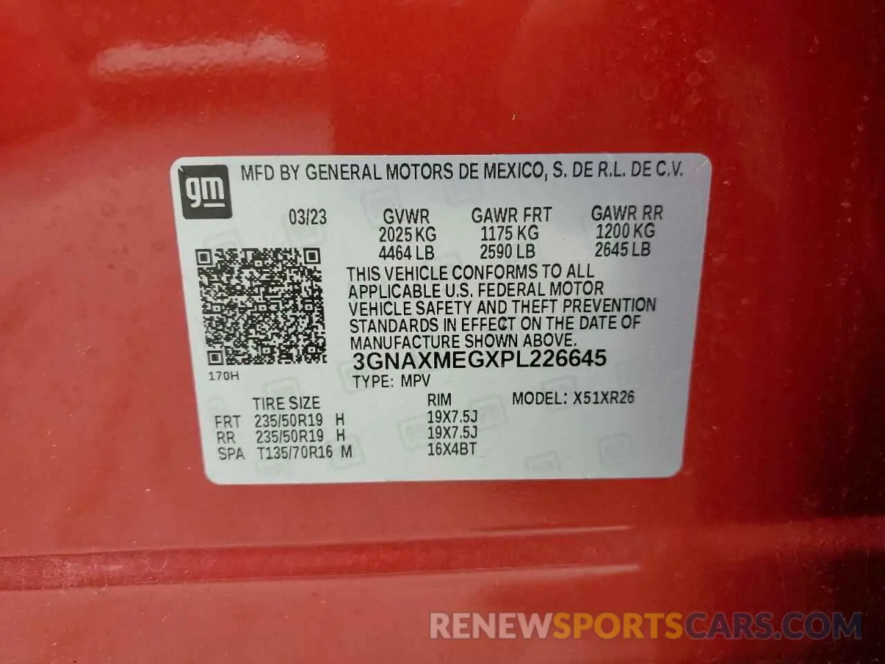 13 fotografías del automóvil dañado 3GNAXMEGXPL226645 CHEVROLET EQUINOX 2023