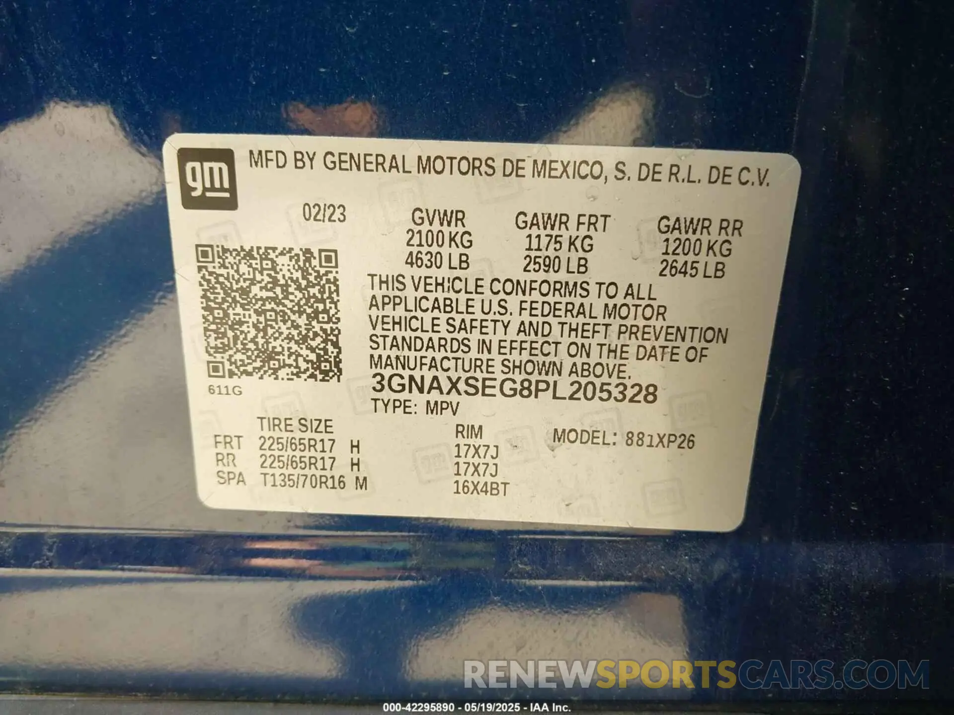 9 fotografías del automóvil dañado 3GNAXSEG8PL205328 CHEVROLET EQUINOX 2023