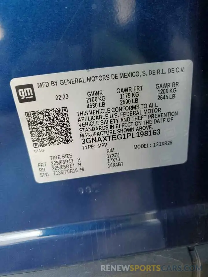 15 fotografías del automóvil dañado 3GNAXTEG1PL198163 CHEVROLET EQUINOX 2023
