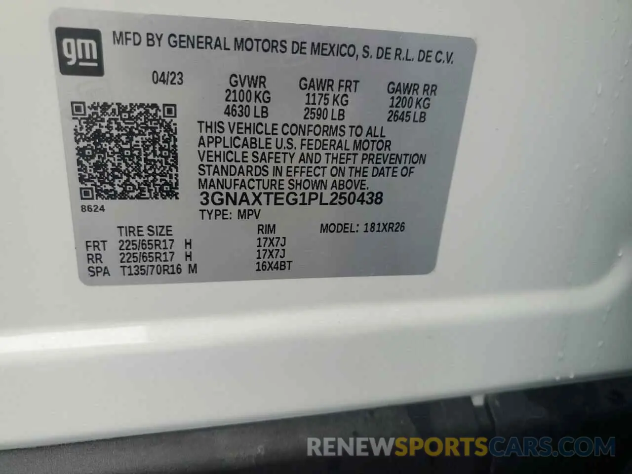13 fotografías del automóvil dañado 3GNAXTEG1PL250438 CHEVROLET EQUINOX 2023