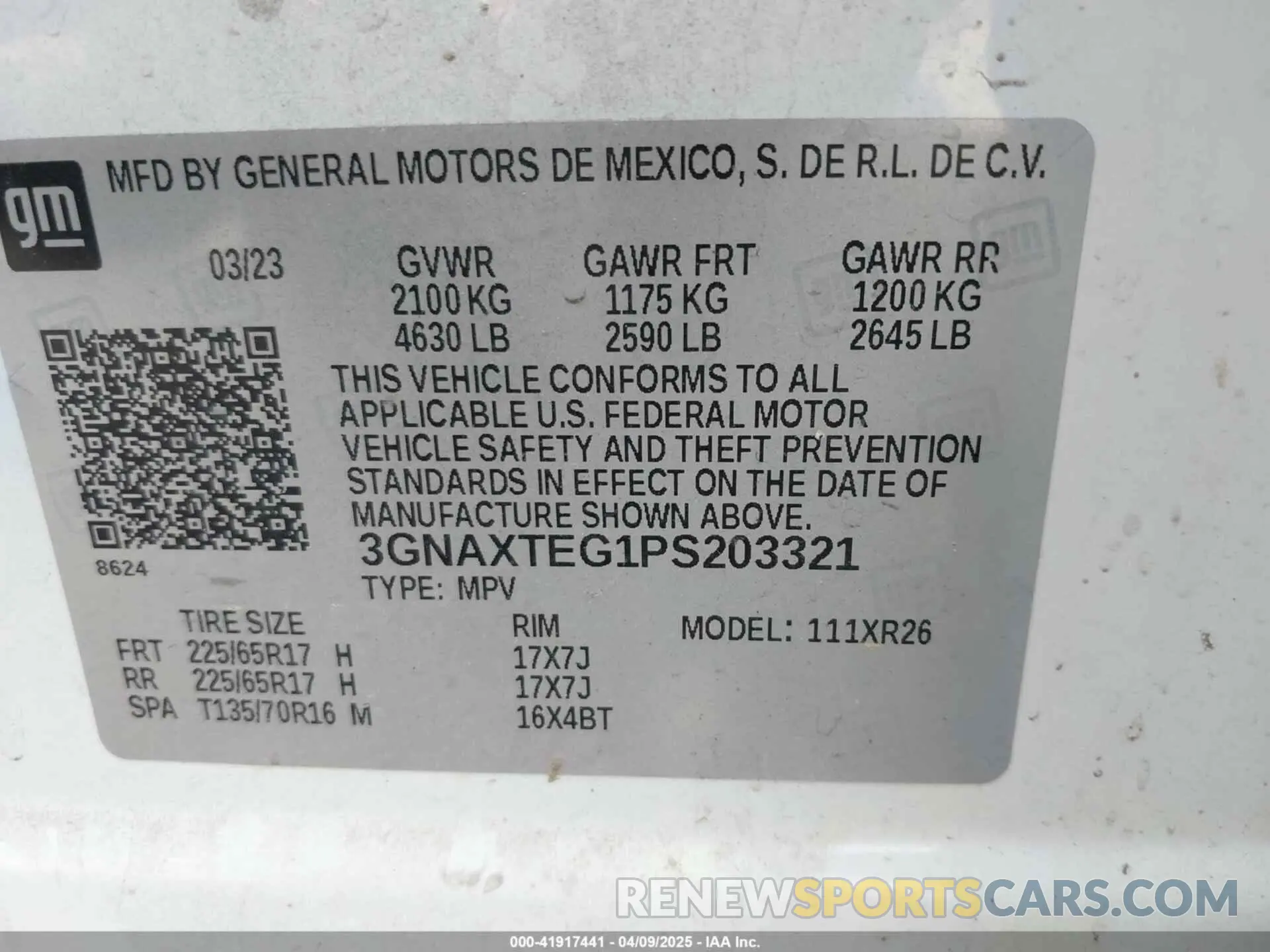9 fotografías del automóvil dañado 3GNAXTEG1PS203321 CHEVROLET EQUINOX 2023