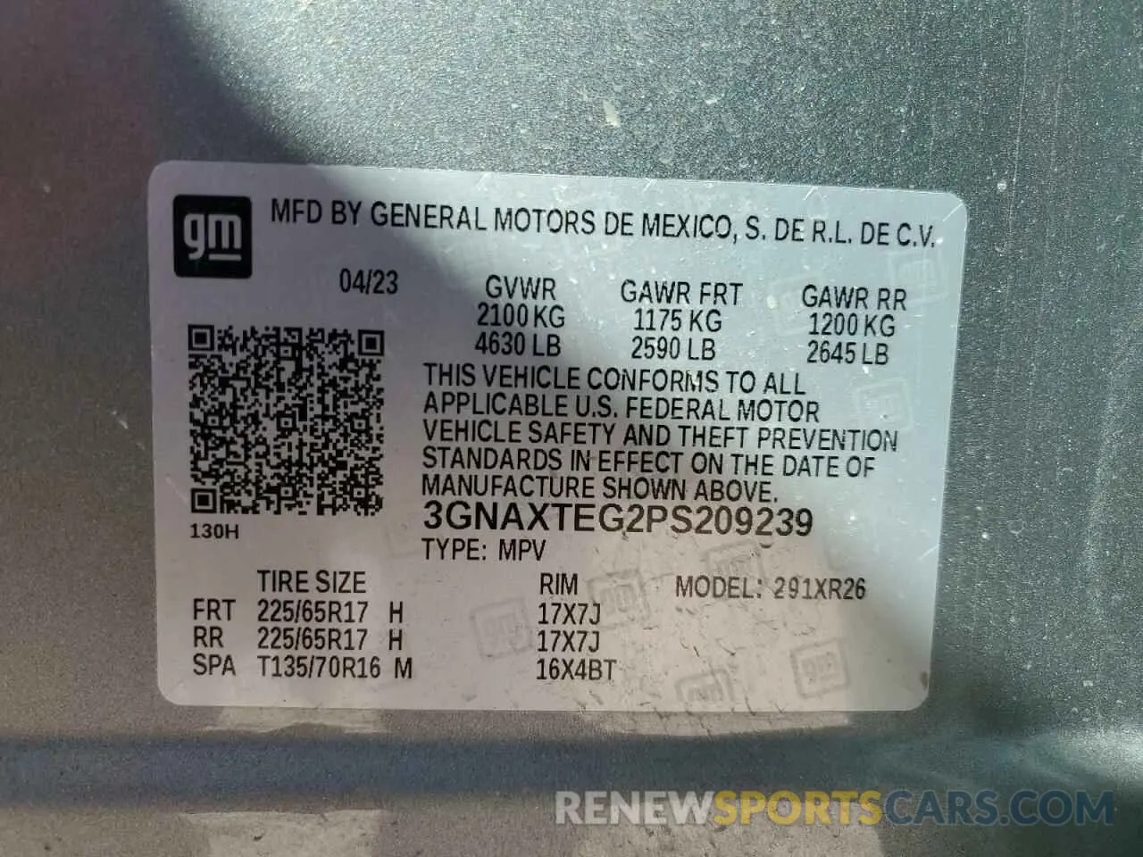 14 fotografías del automóvil dañado 3GNAXTEG2PS209239 CHEVROLET EQUINOX 2023
