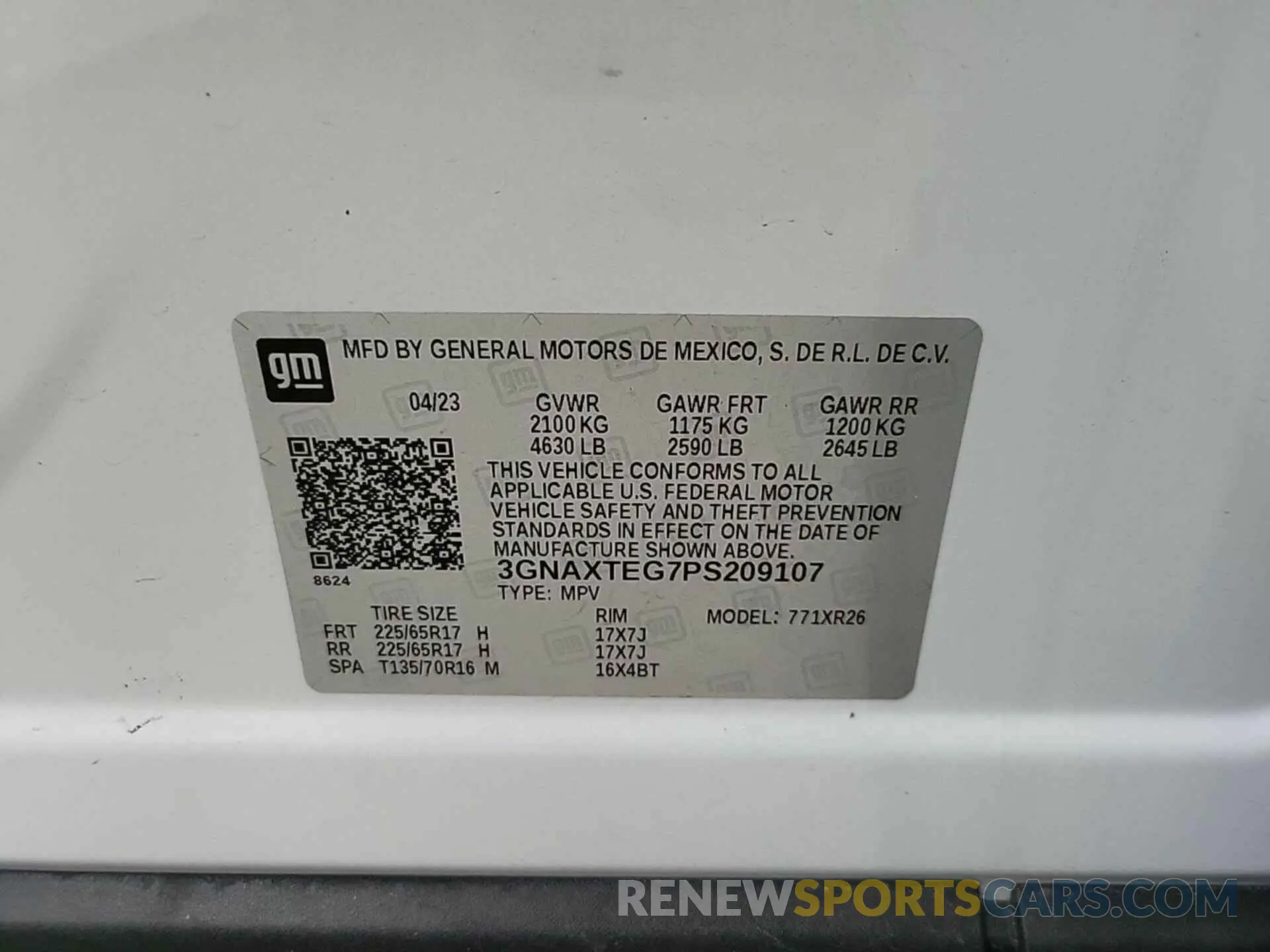 13 fotografías del automóvil dañado 3GNAXTEG7PS209107 CHEVROLET EQUINOX 2023