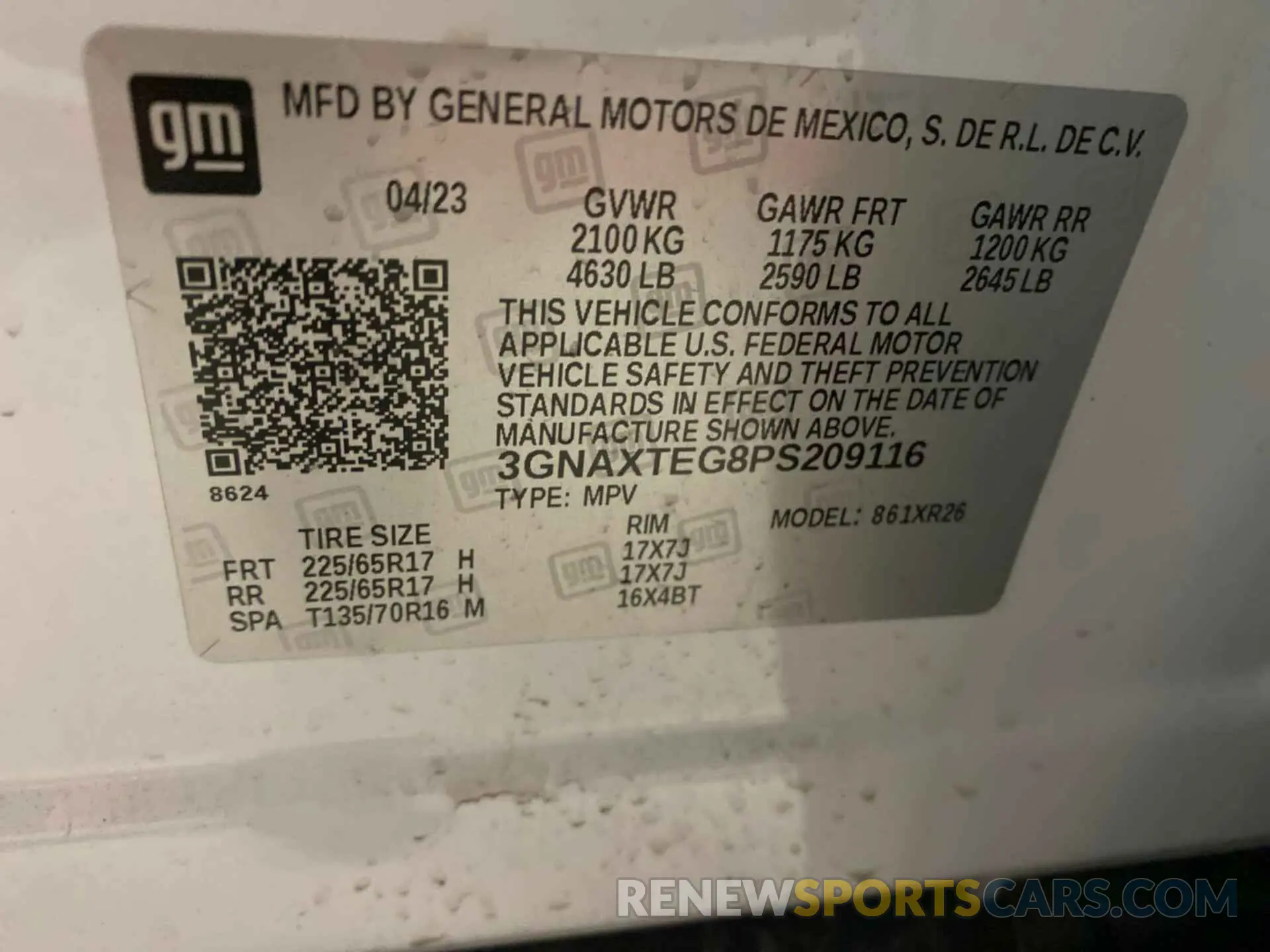 6 fotografías del automóvil dañado 3GNAXTEG8PS209116 CHEVROLET EQUINOX 2023