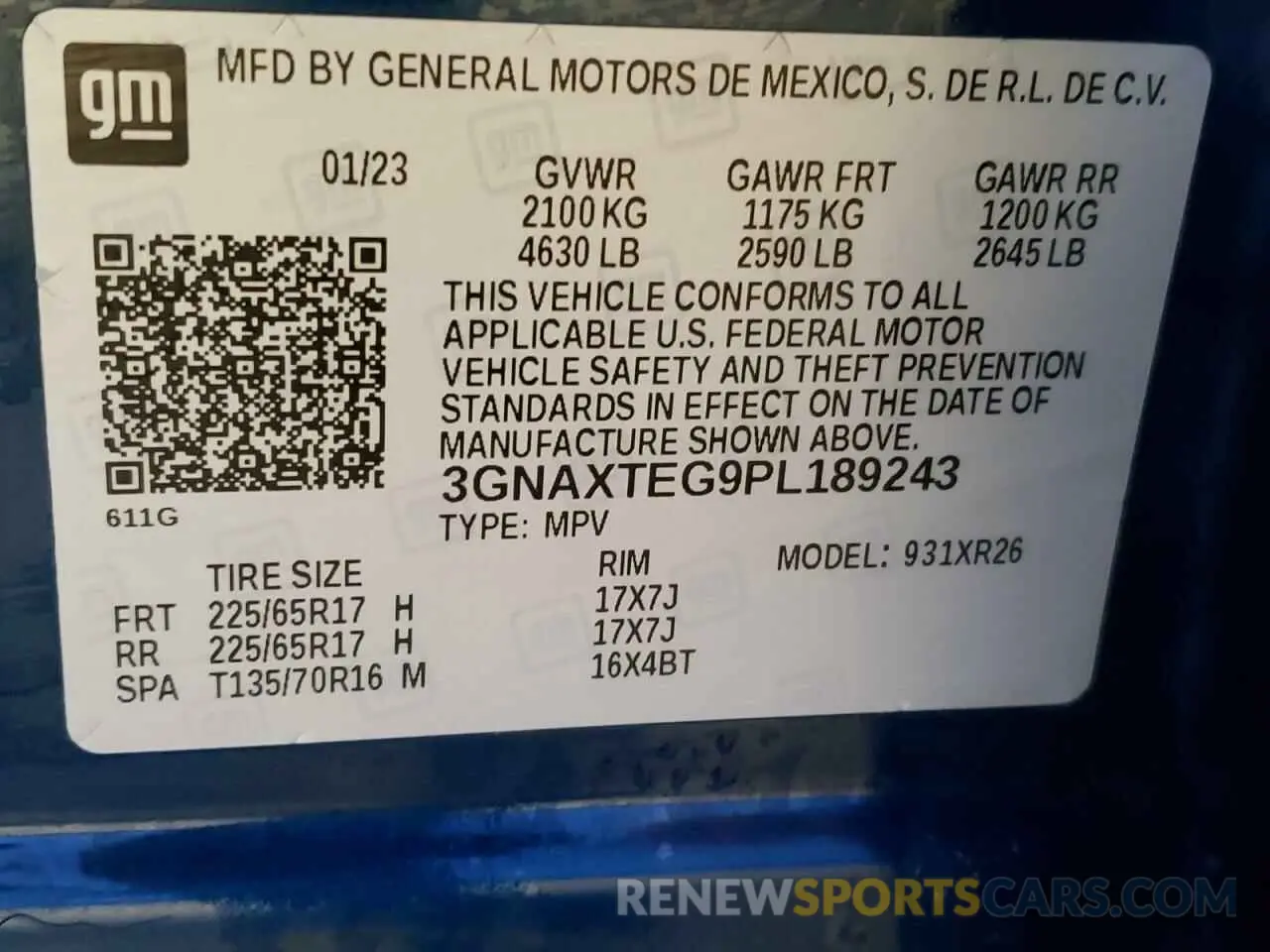 14 fotografías del automóvil dañado 3GNAXTEG9PL189243 CHEVROLET EQUINOX 2023