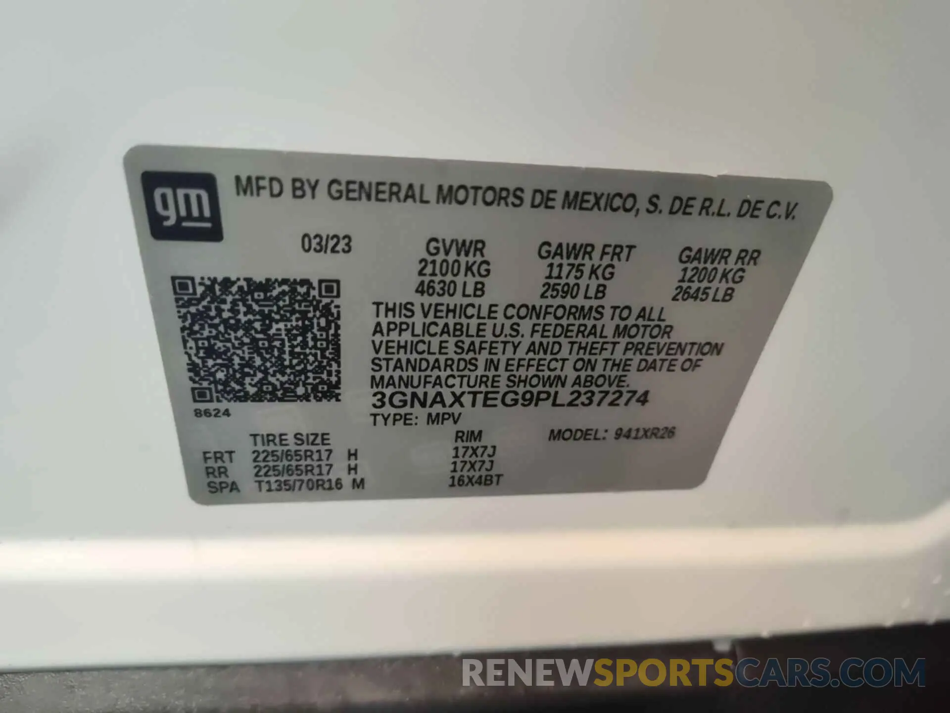 17 fotografías del automóvil dañado 3GNAXTEG9PL237274 CHEVROLET EQUINOX 2023