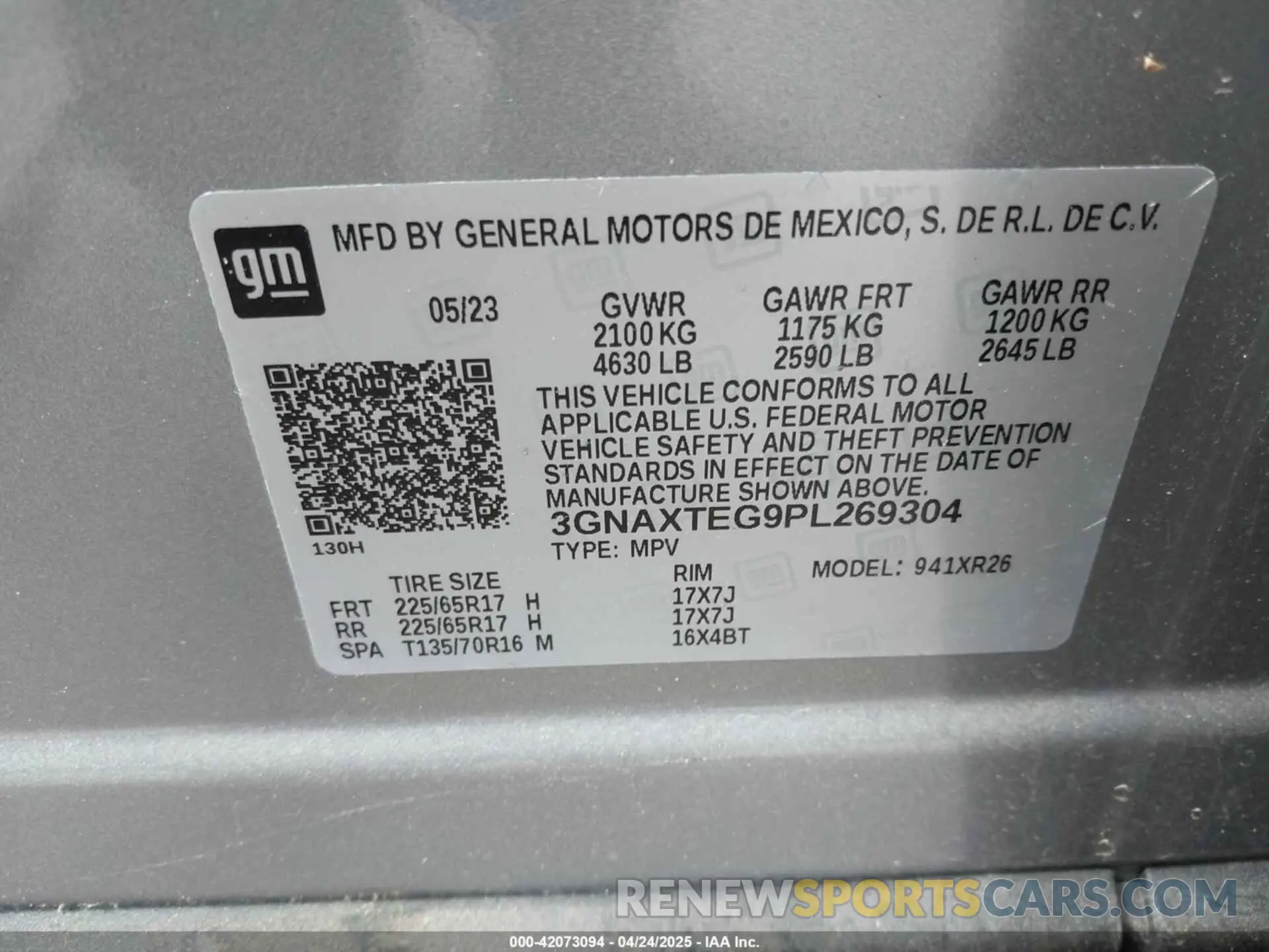 9 fotografías del automóvil dañado 3GNAXTEG9PL269304 CHEVROLET EQUINOX 2023