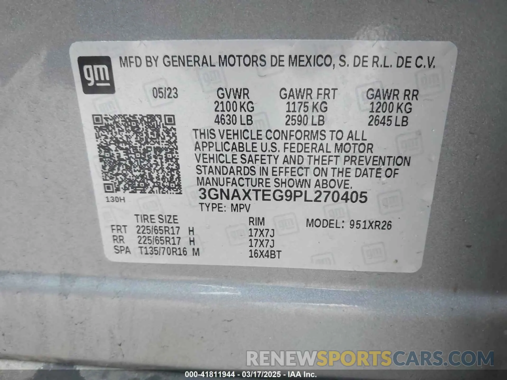 9 fotografías del automóvil dañado 3GNAXTEG9PL270405 CHEVROLET EQUINOX 2023