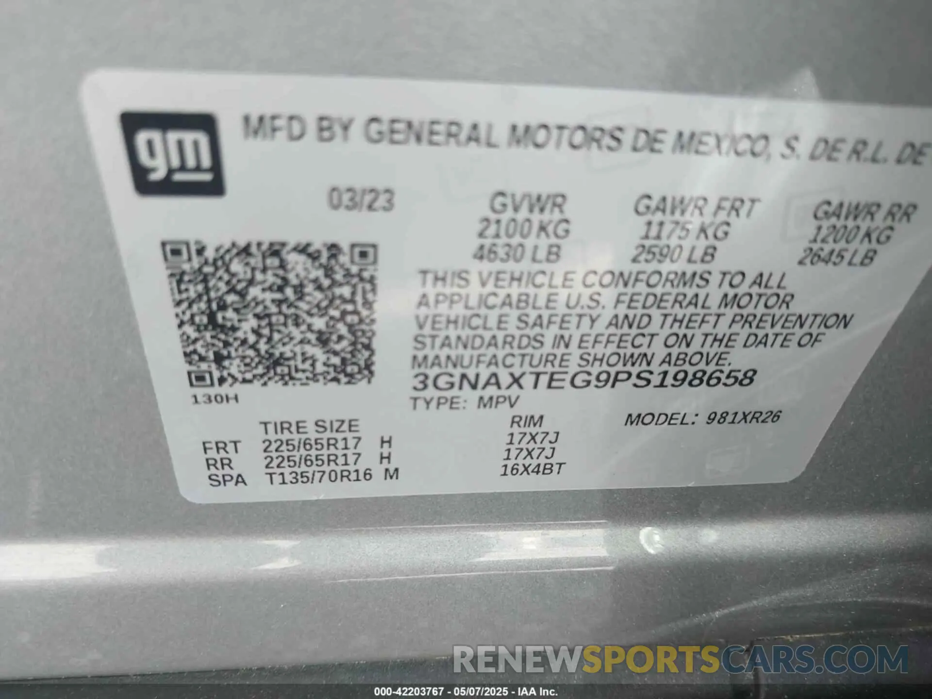 9 fotografías del automóvil dañado 3GNAXTEG9PS198658 CHEVROLET EQUINOX 2023