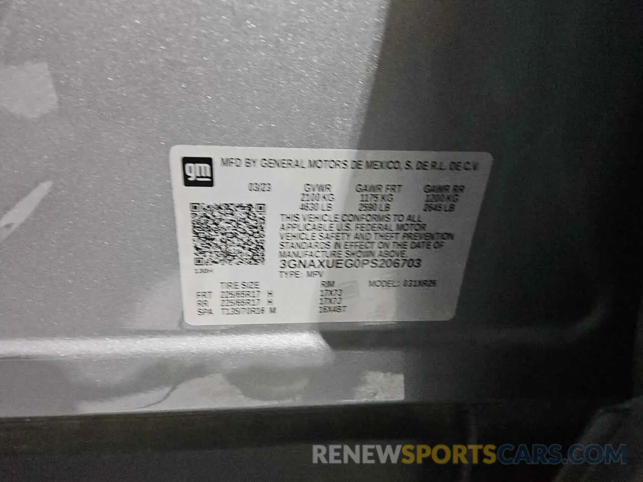 14 fotografías del automóvil dañado 3GNAXUEG0PS206703 CHEVROLET EQUINOX 2023
