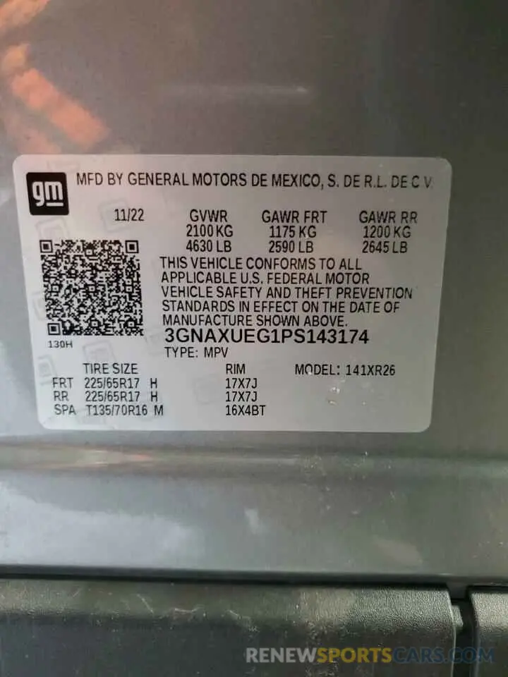 13 fotografías del automóvil dañado 3GNAXUEG1PS143174 CHEVROLET EQUINOX 2023