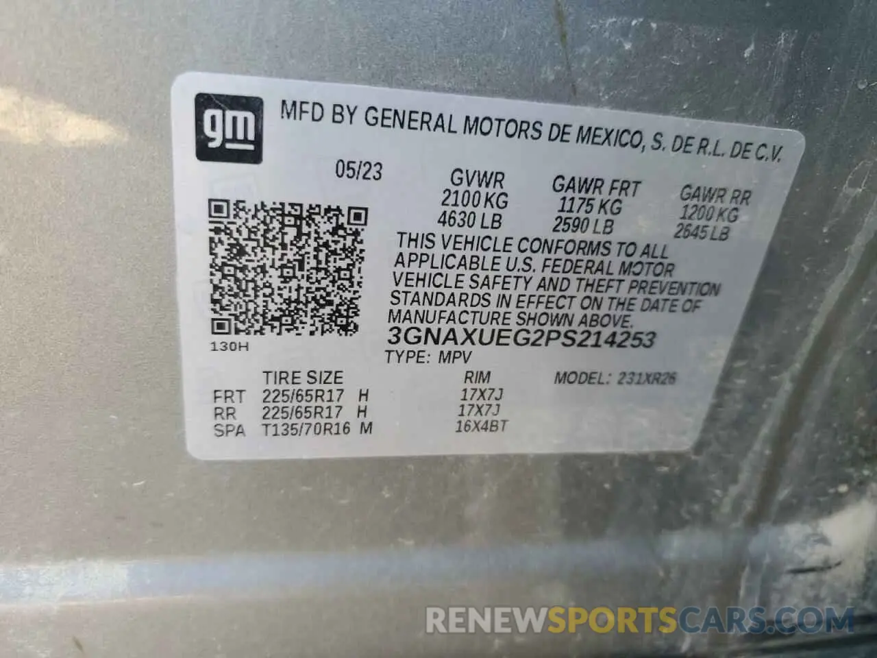 15 fotografías del automóvil dañado 3GNAXUEG2PS214253 CHEVROLET EQUINOX 2023