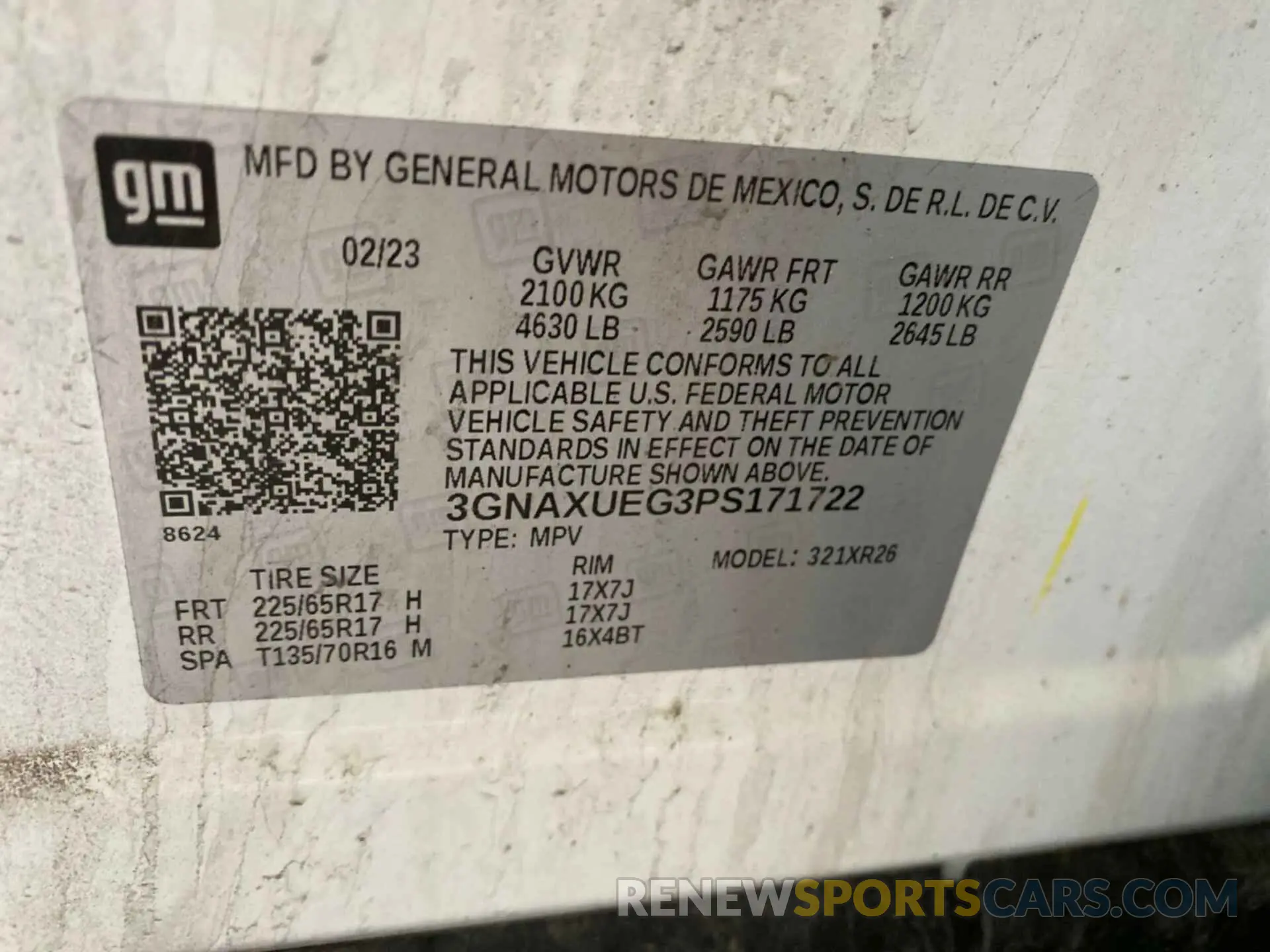 8 fotografías del automóvil dañado 3GNAXUEG3PS171722 CHEVROLET EQUINOX 2023