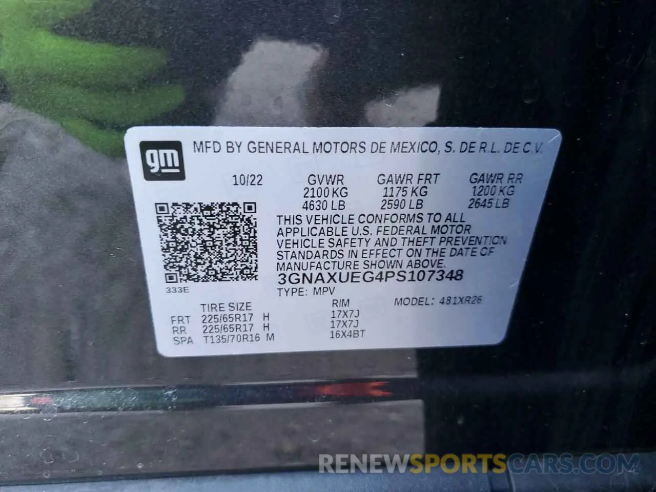 15 fotografías del automóvil dañado 3GNAXUEG4PS107348 CHEVROLET EQUINOX 2023