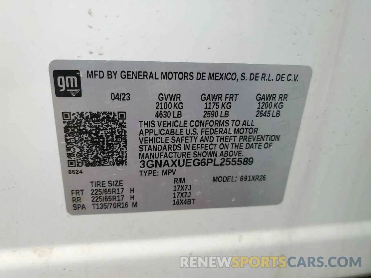 14 fotografías del automóvil dañado 3GNAXUEG6PL255589 CHEVROLET EQUINOX 2023