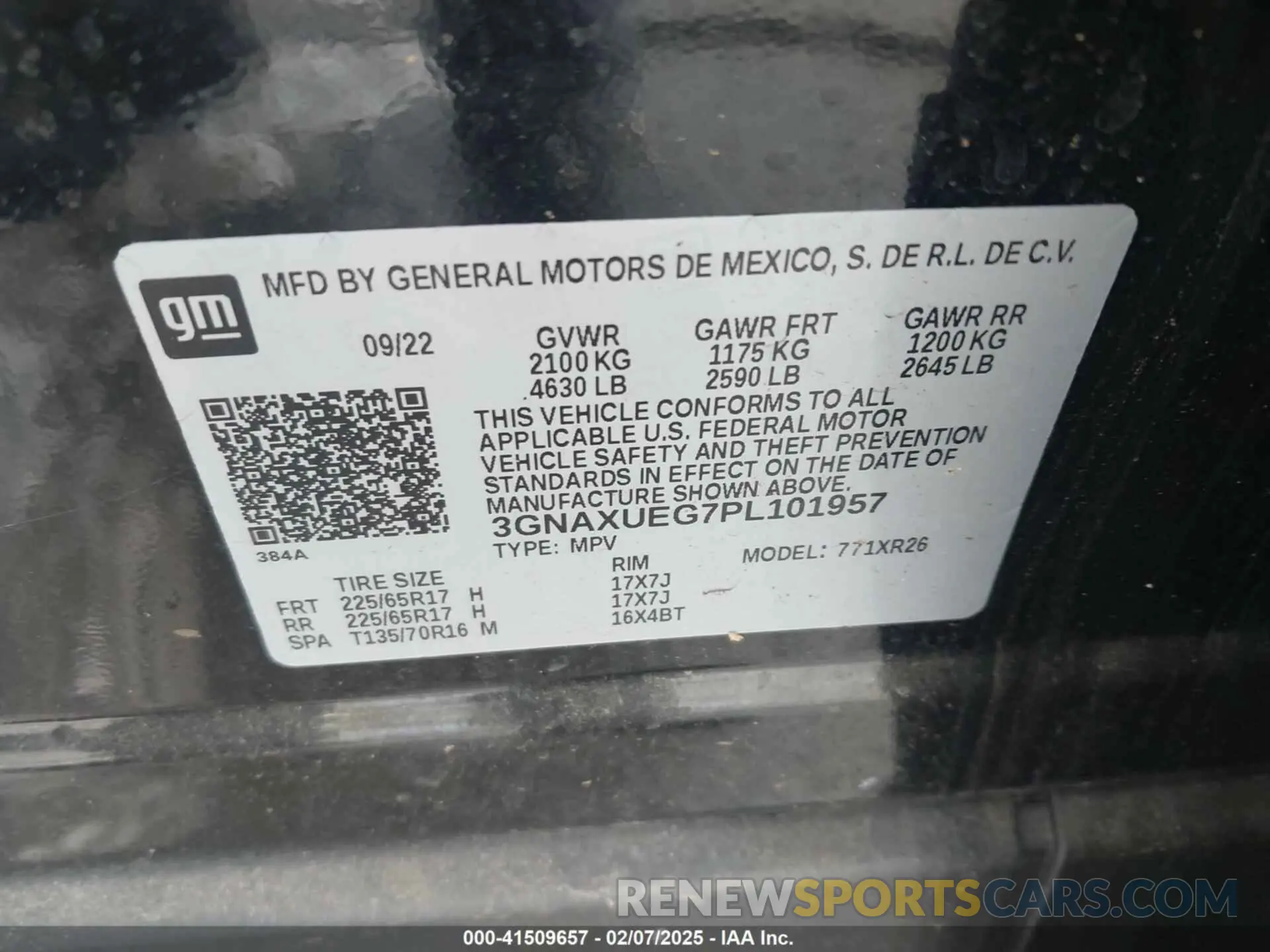 9 fotografías del automóvil dañado 3GNAXUEG7PL101957 CHEVROLET EQUINOX 2023