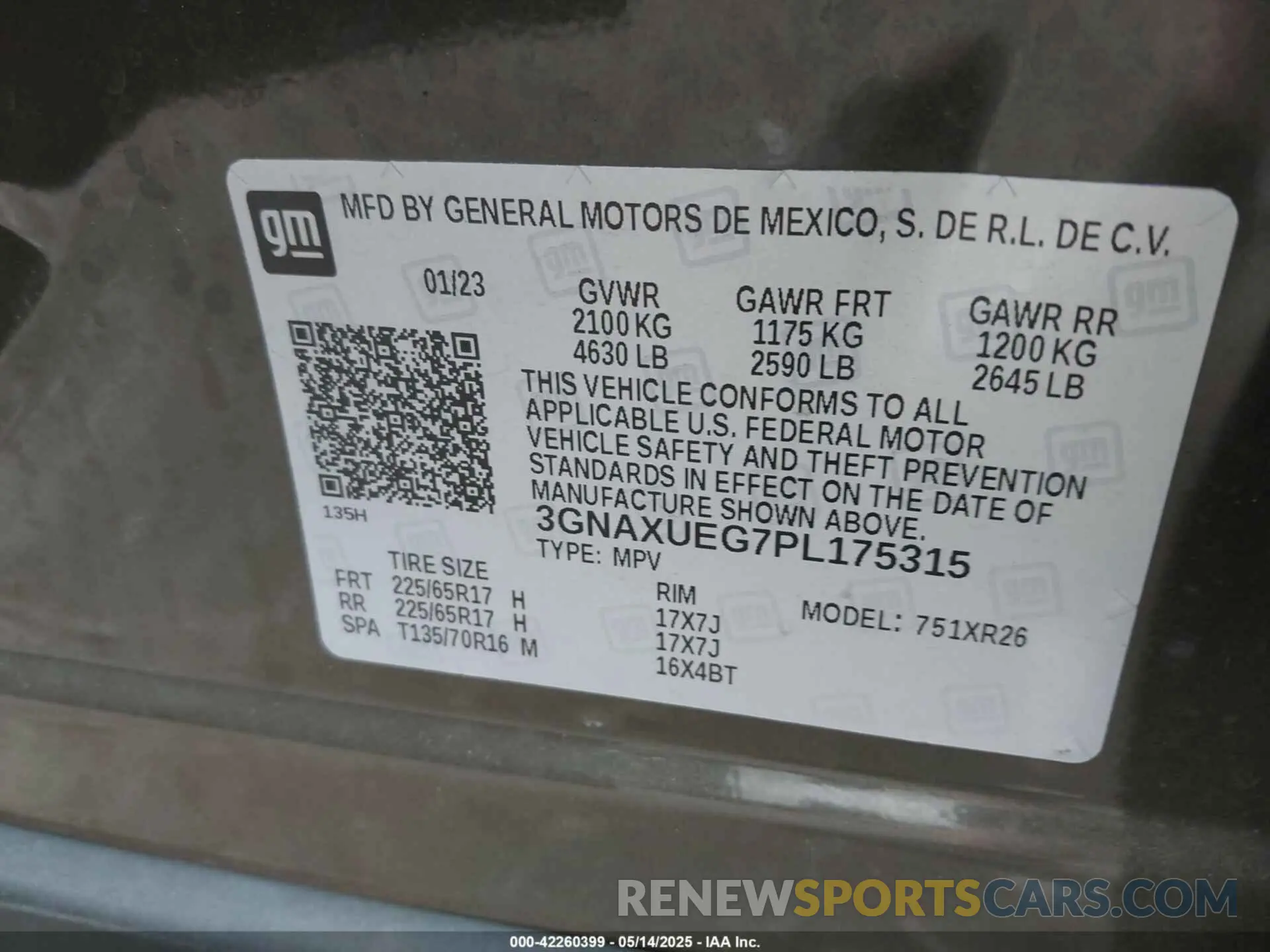 9 fotografías del automóvil dañado 3GNAXUEG7PL175315 CHEVROLET EQUINOX 2023