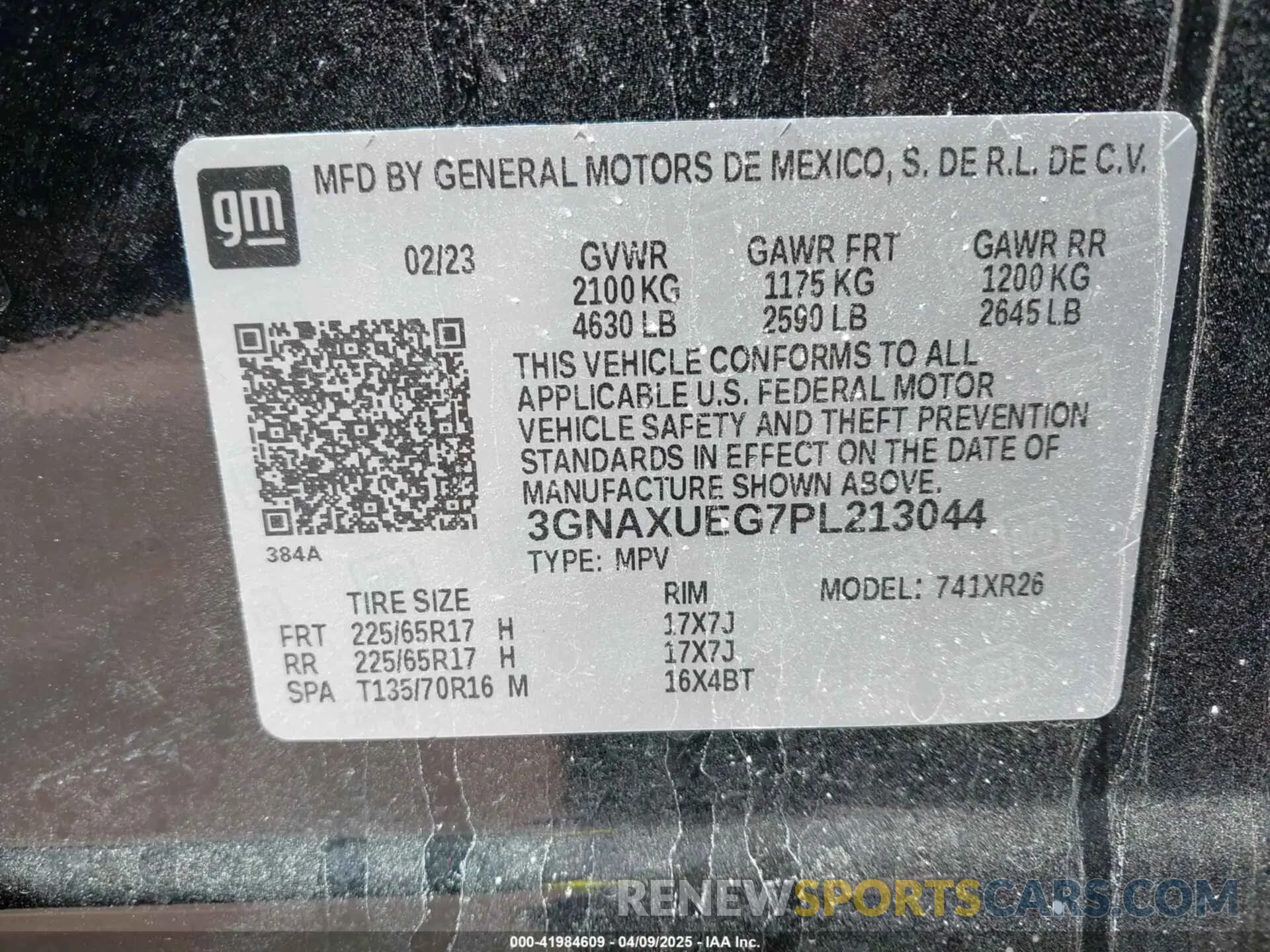 9 fotografías del automóvil dañado 3GNAXUEG7PL213044 CHEVROLET EQUINOX 2023