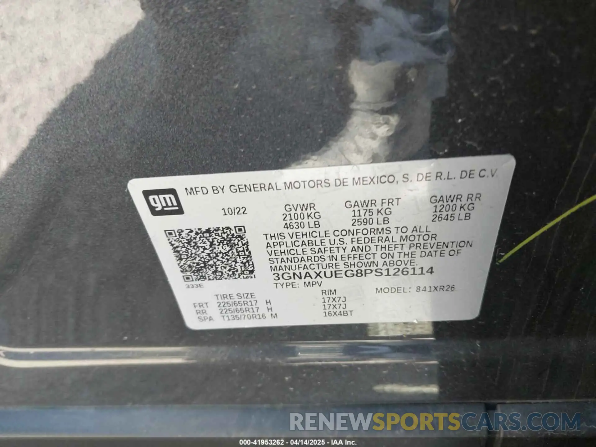 9 fotografías del automóvil dañado 3GNAXUEG8PS126114 CHEVROLET EQUINOX 2023