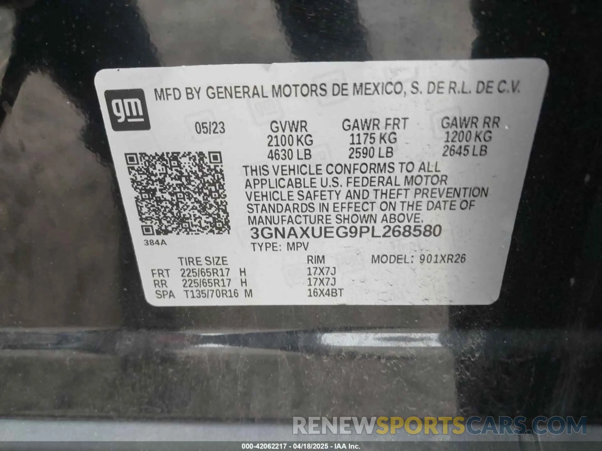 9 fotografías del automóvil dañado 3GNAXUEG9PL268580 CHEVROLET EQUINOX 2023