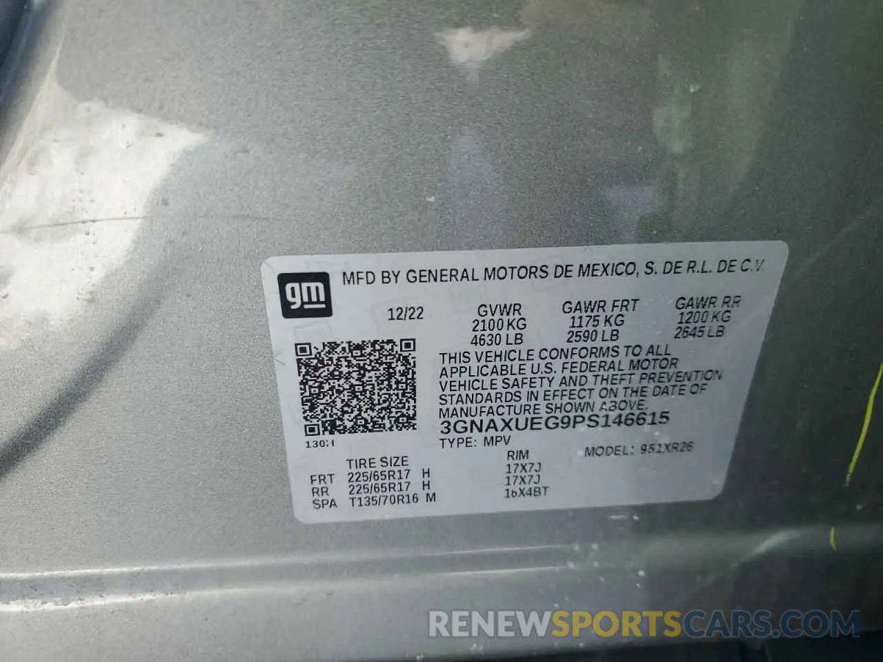13 fotografías del automóvil dañado 3GNAXUEG9PS146615 CHEVROLET EQUINOX 2023
