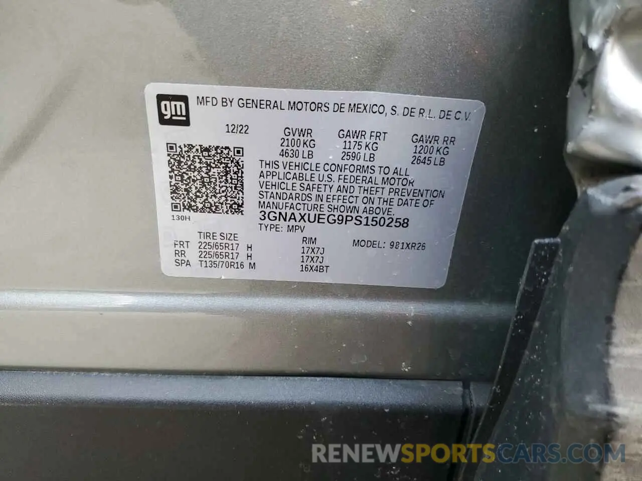 13 fotografías del automóvil dañado 3GNAXUEG9PS150258 CHEVROLET EQUINOX 2023