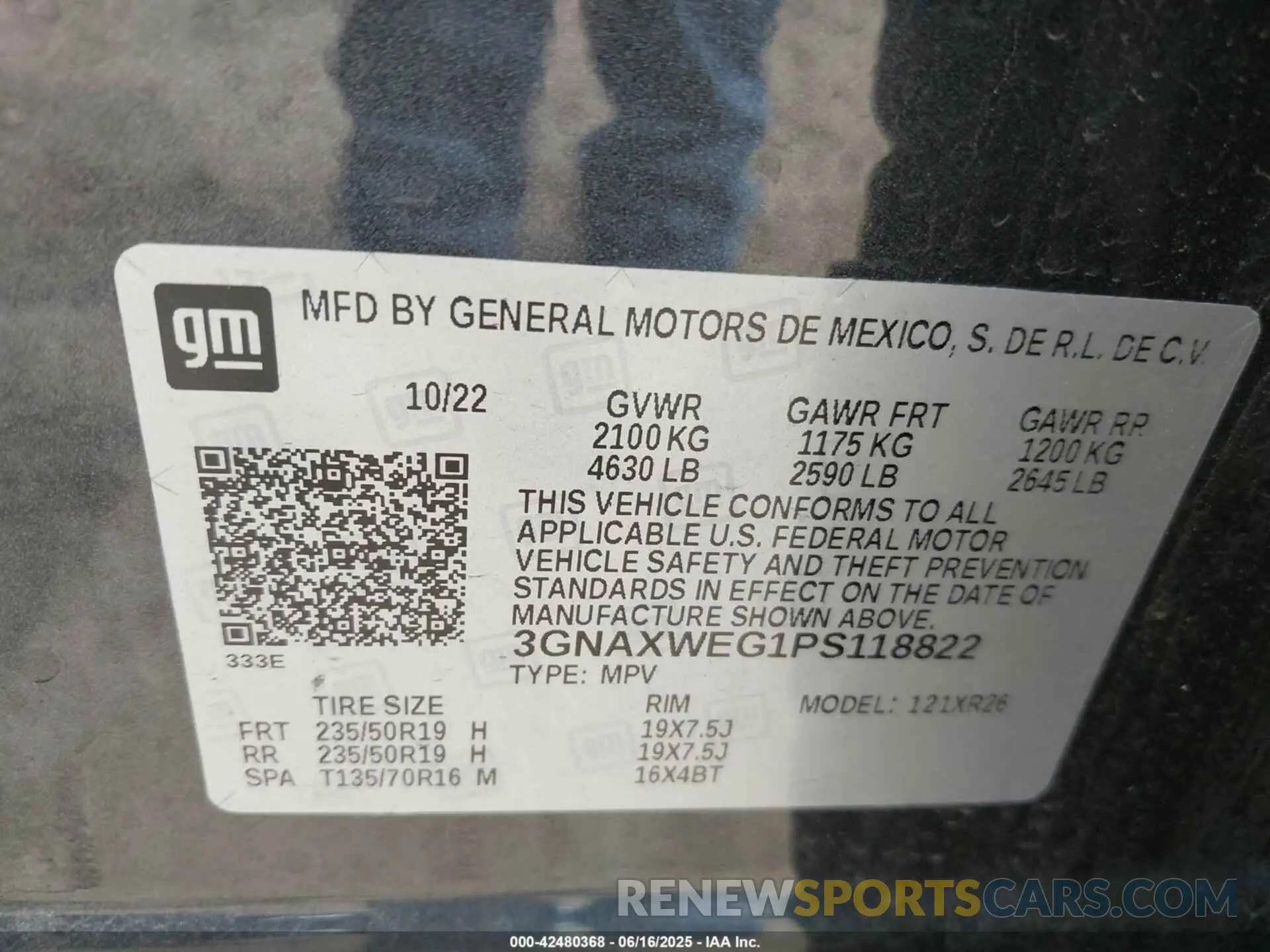 9 fotografías del automóvil dañado 3GNAXWEG1PS118822 CHEVROLET EQUINOX 2023
