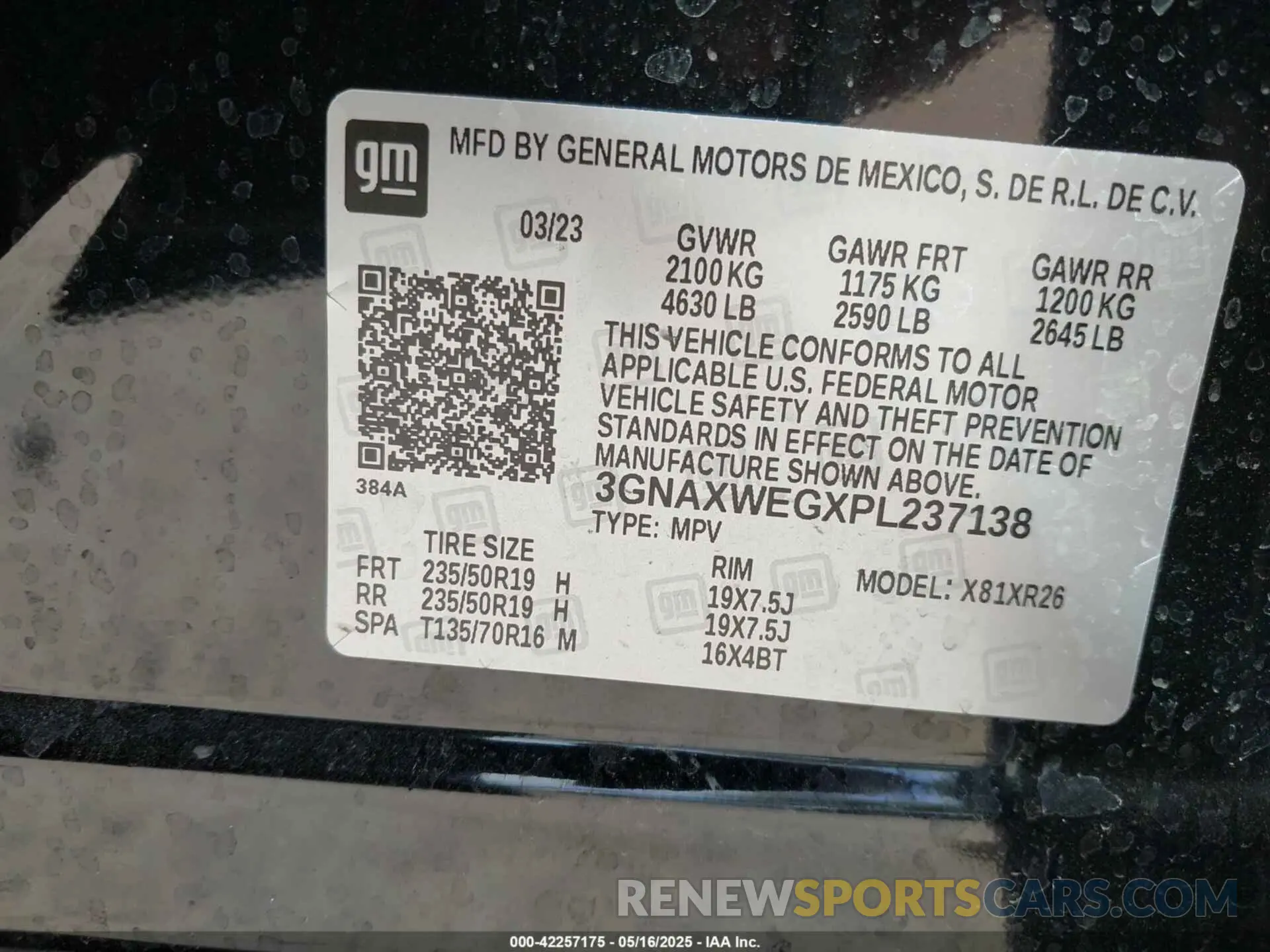 9 fotografías del automóvil dañado 3GNAXWEGXPL237138 CHEVROLET EQUINOX 2023
