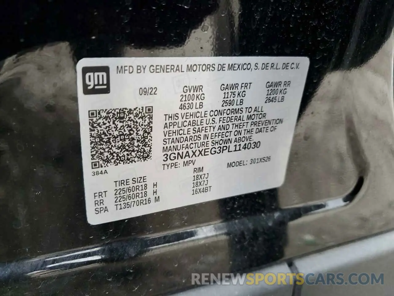 15 fotografías del automóvil dañado 3GNAXXEG3PL114030 CHEVROLET EQUINOX 2023