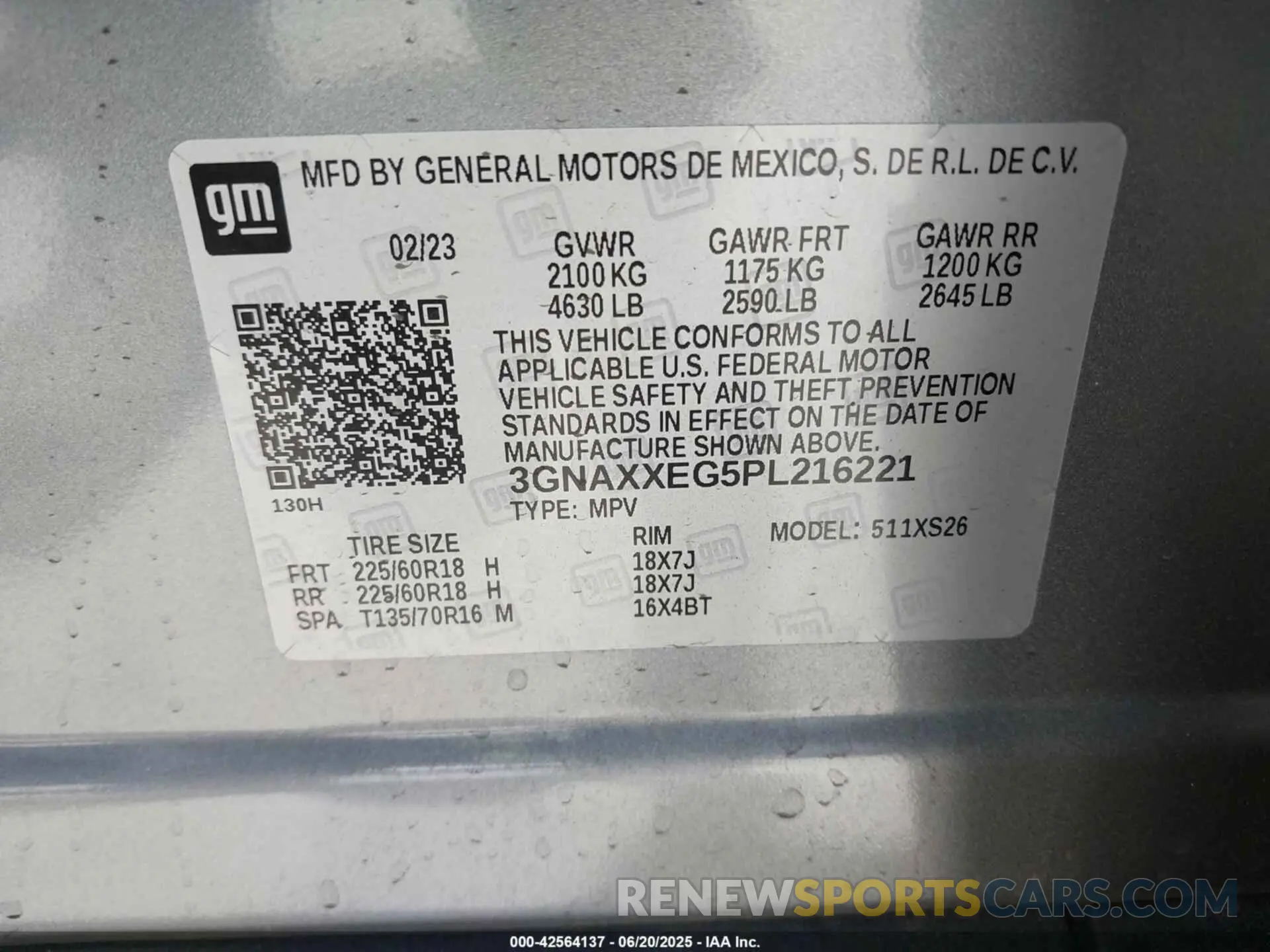 9 fotografías del automóvil dañado 3GNAXXEG5PL216221 CHEVROLET EQUINOX 2023