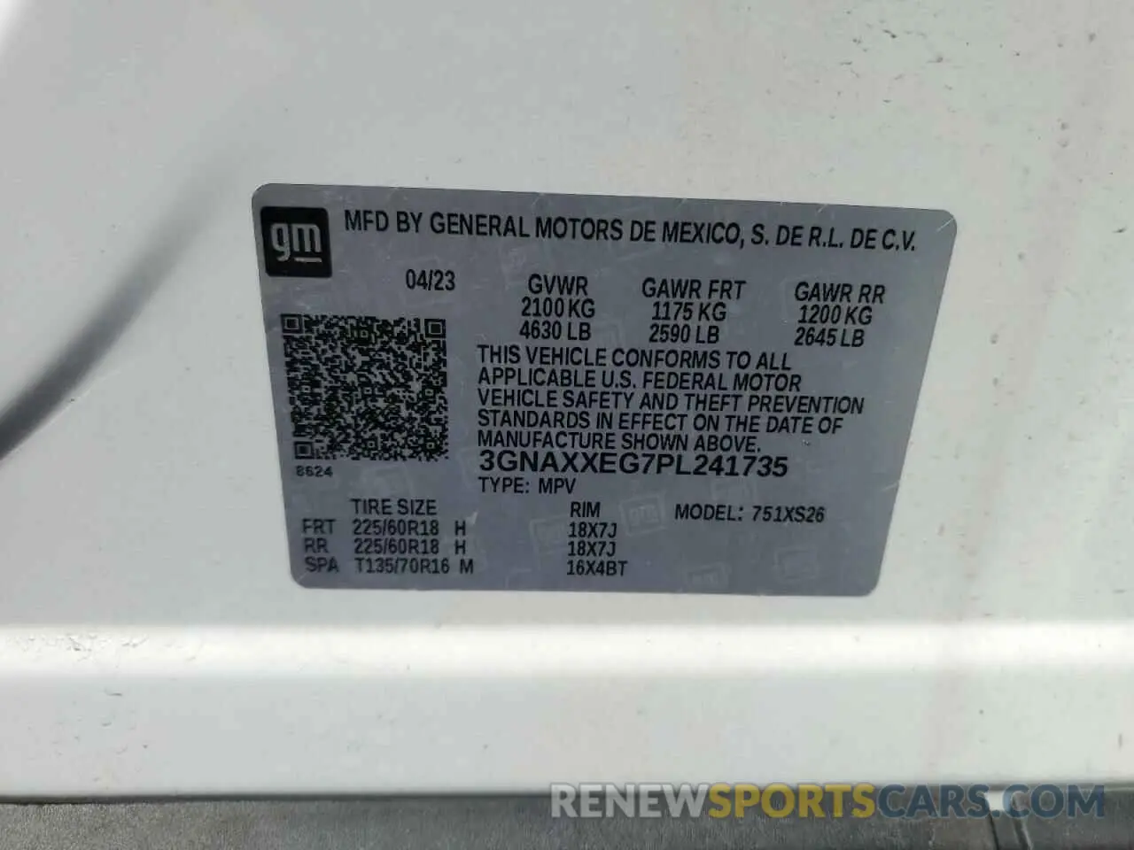 13 fotografías del automóvil dañado 3GNAXXEG7PL241735 CHEVROLET EQUINOX 2023