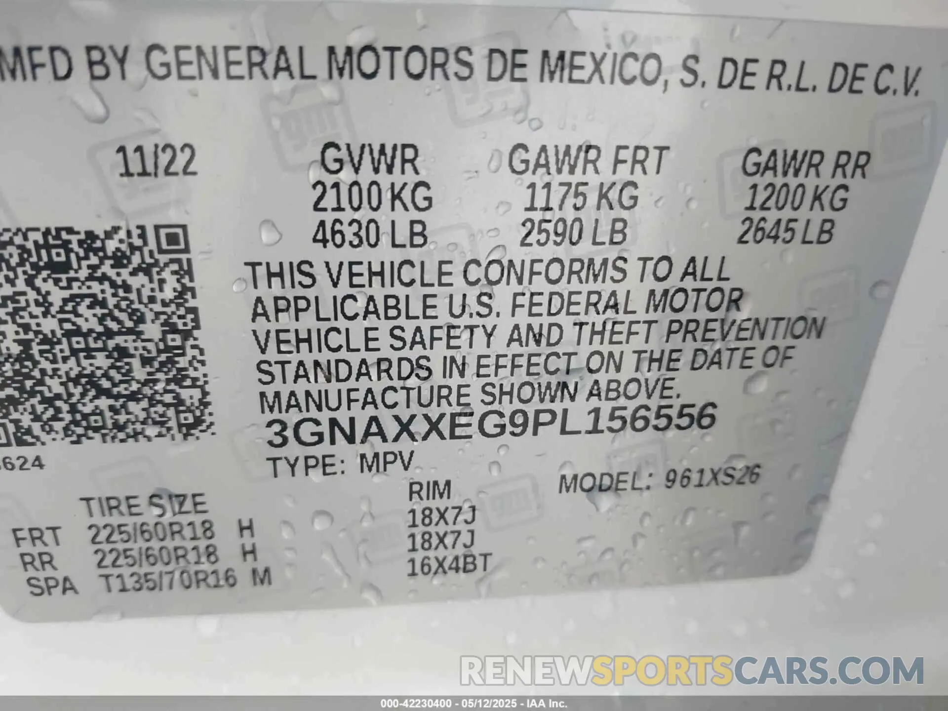 9 fotografías del automóvil dañado 3GNAXXEG9PL156556 CHEVROLET EQUINOX 2023