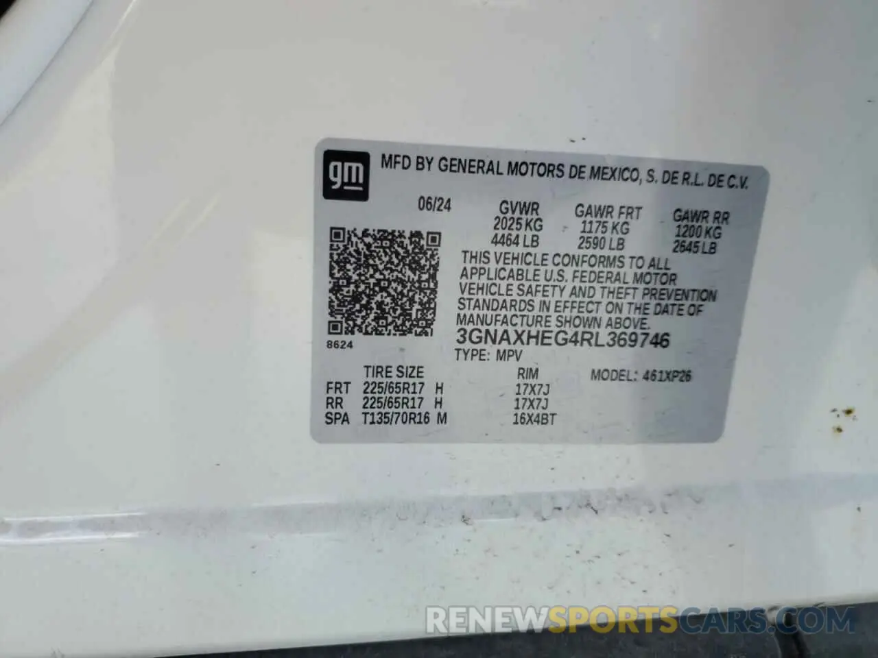 14 fotografías del automóvil dañado 3GNAXHEG4RL369746 CHEVROLET EQUINOX 2024