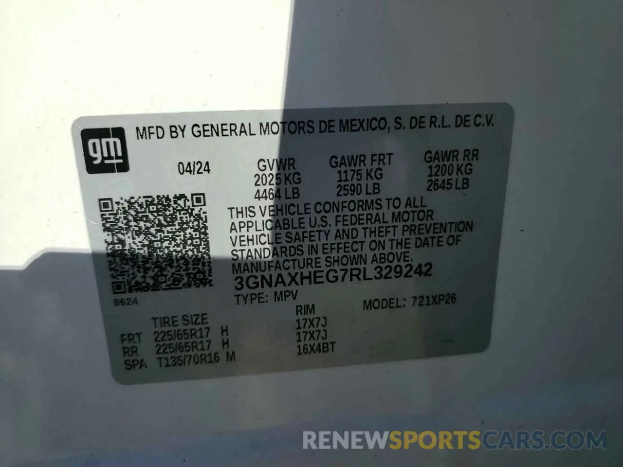 15 fotografías del automóvil dañado 3GNAXHEG7RL329242 CHEVROLET EQUINOX 2024