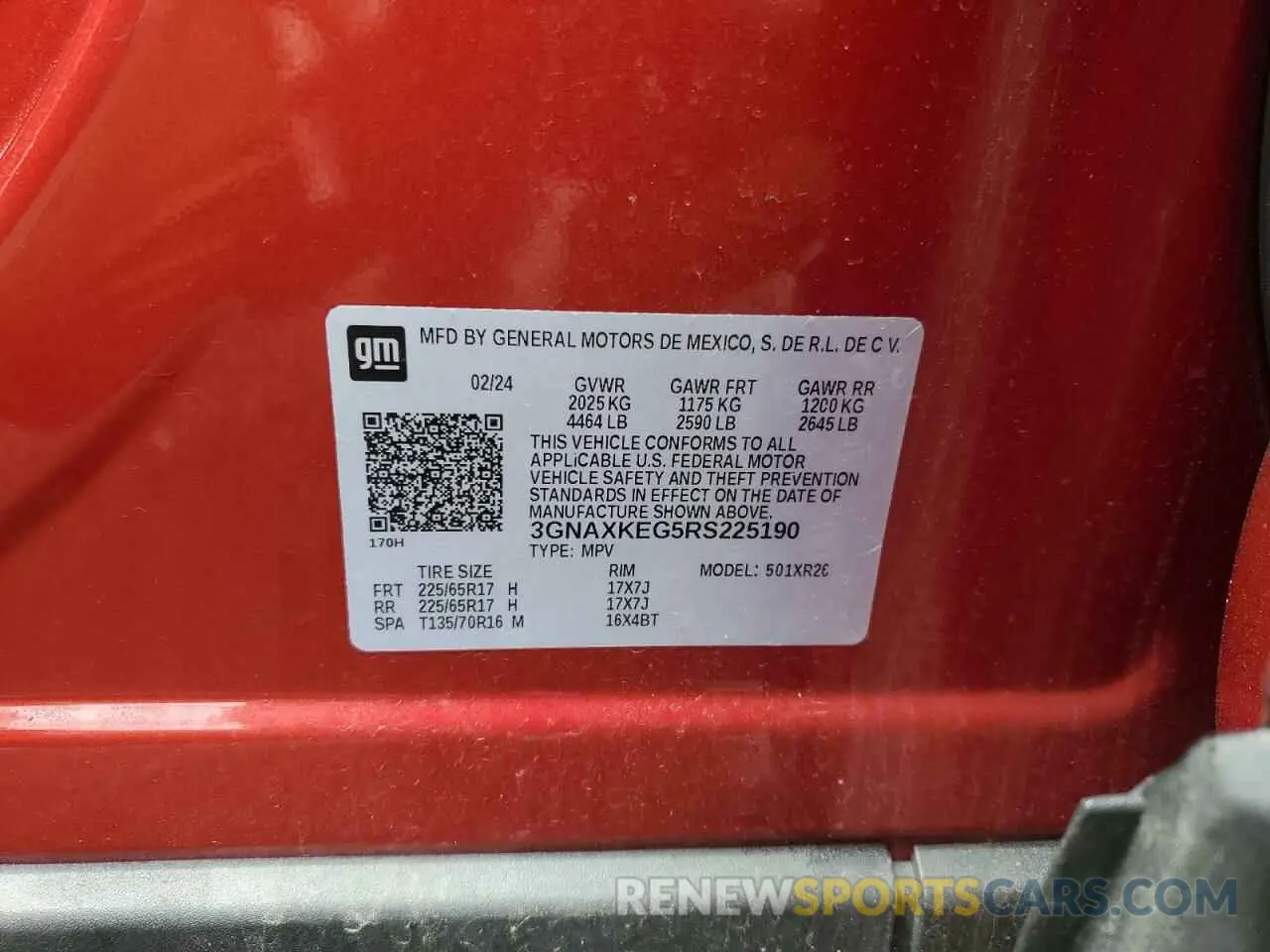 13 fotografías del automóvil dañado 3GNAXKEG5RS225190 CHEVROLET EQUINOX 2024