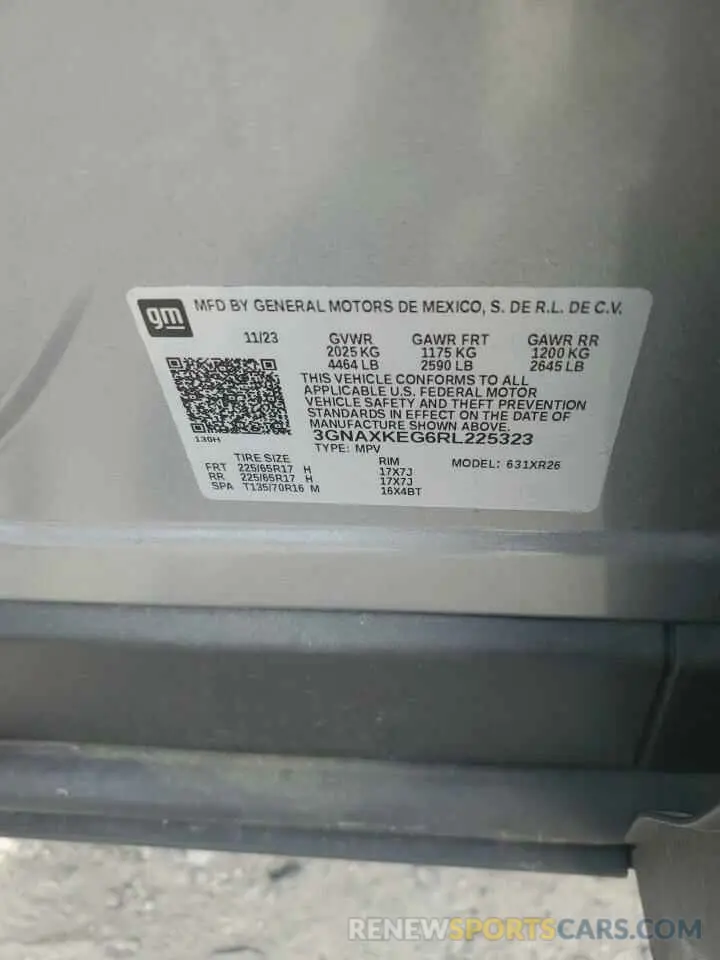 13 fotografías del automóvil dañado 3GNAXKEG6RL225323 CHEVROLET EQUINOX 2024
