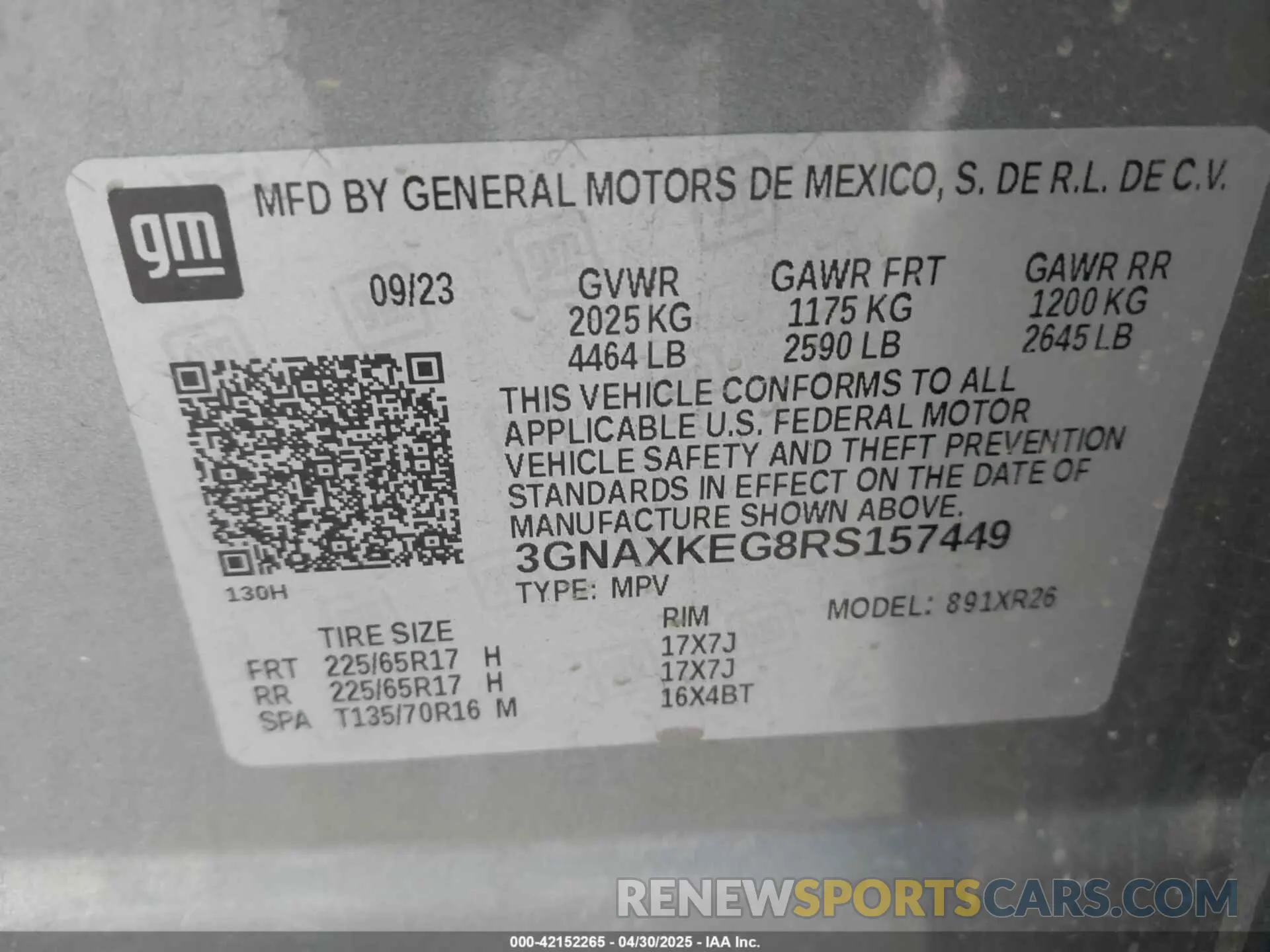 9 fotografías del automóvil dañado 3GNAXKEG8RS157449 CHEVROLET EQUINOX 2024