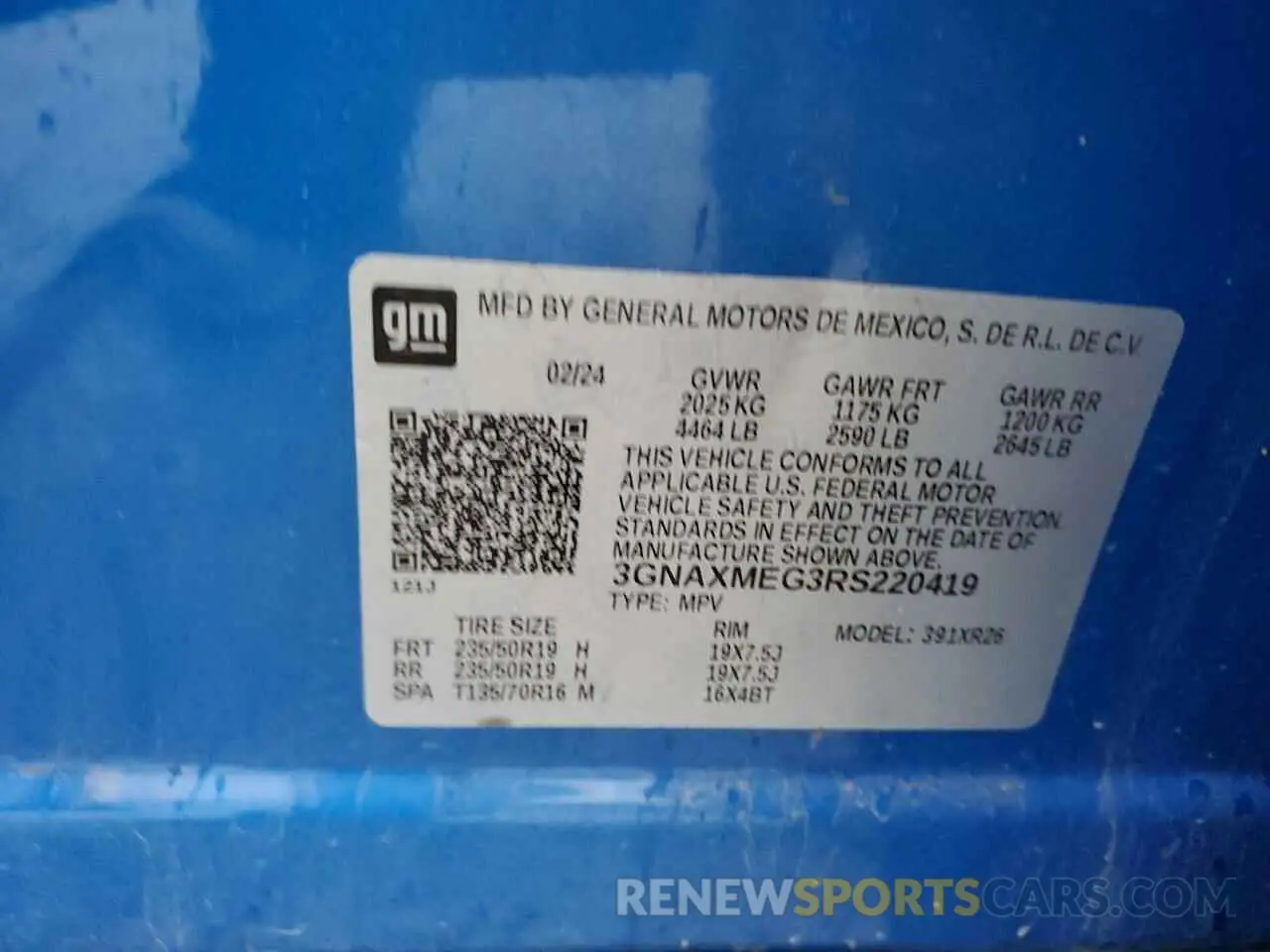 13 fotografías del automóvil dañado 3GNAXMEG3RS220419 CHEVROLET EQUINOX 2024