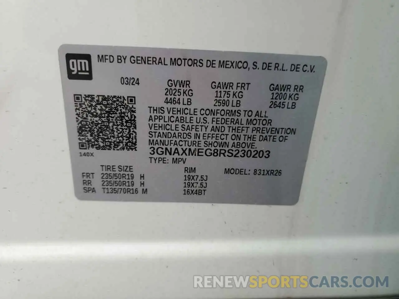13 fotografías del automóvil dañado 3GNAXMEG8RS230203 CHEVROLET EQUINOX 2024