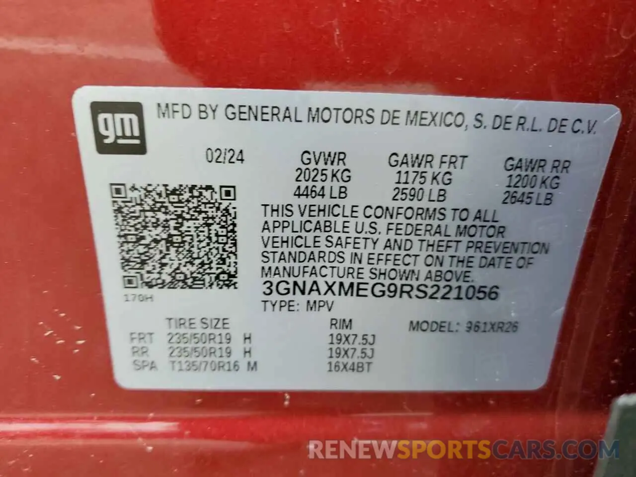 13 fotografías del automóvil dañado 3GNAXMEG9RS221056 CHEVROLET EQUINOX 2024