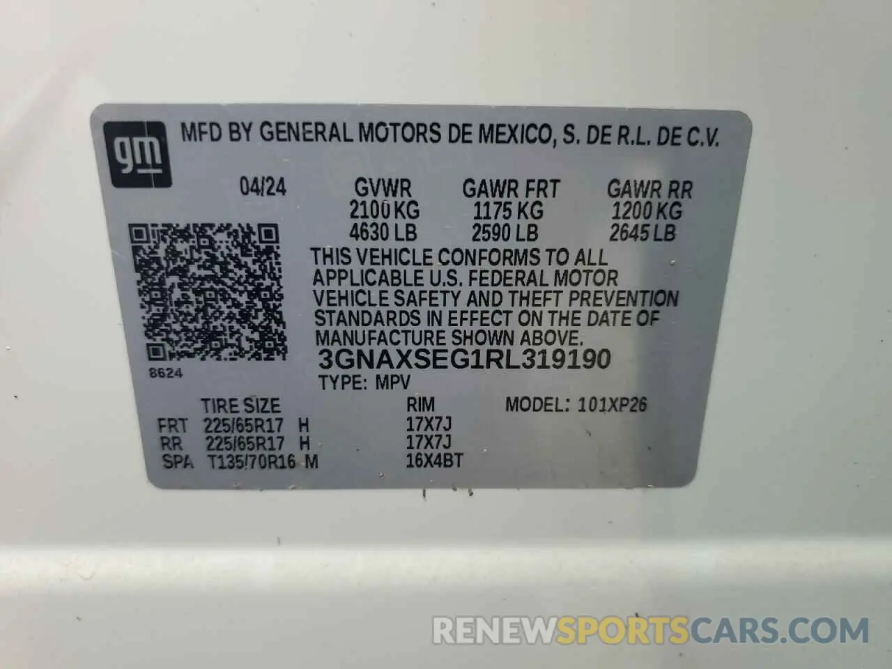 13 fotografías del automóvil dañado 3GNAXSEG1RL319190 CHEVROLET EQUINOX 2024