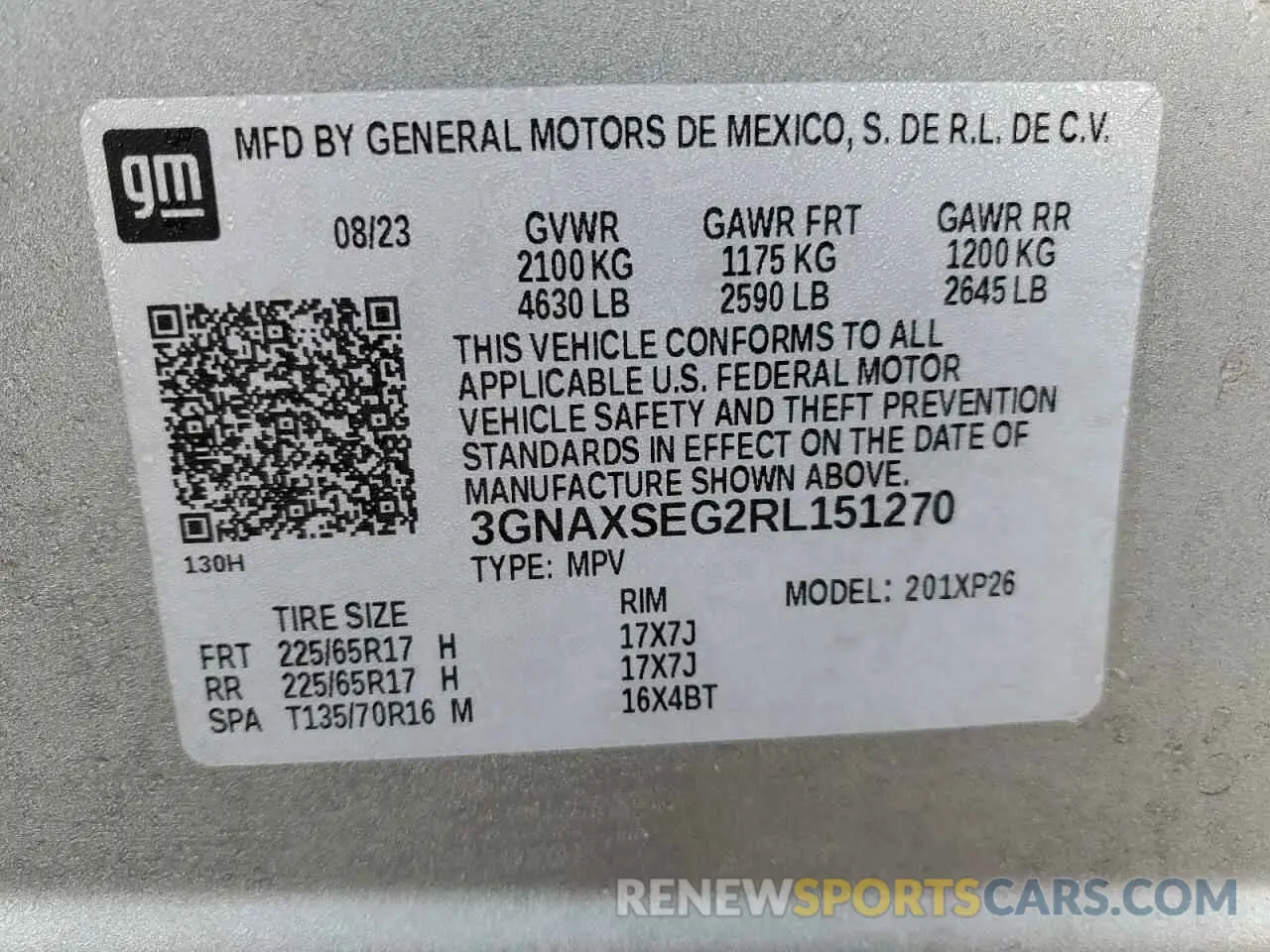 12 fotografías del automóvil dañado 3GNAXSEG2RL151270 CHEVROLET EQUINOX 2024